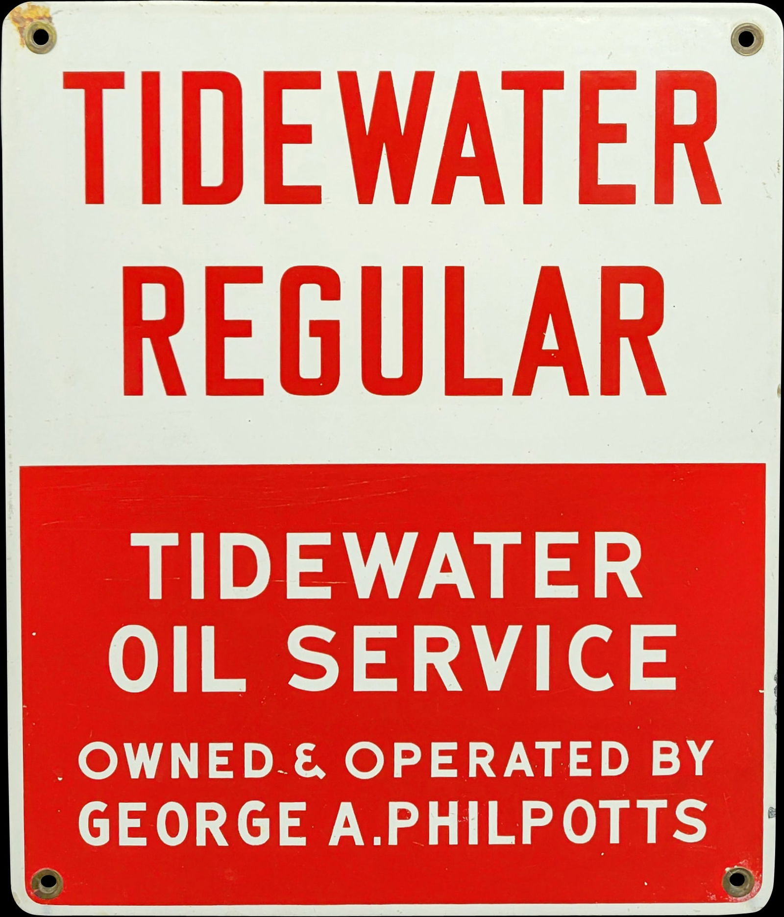 Tidewater Oil Service Porcelain Marker Sign George A. Philpotts (1 of 2)