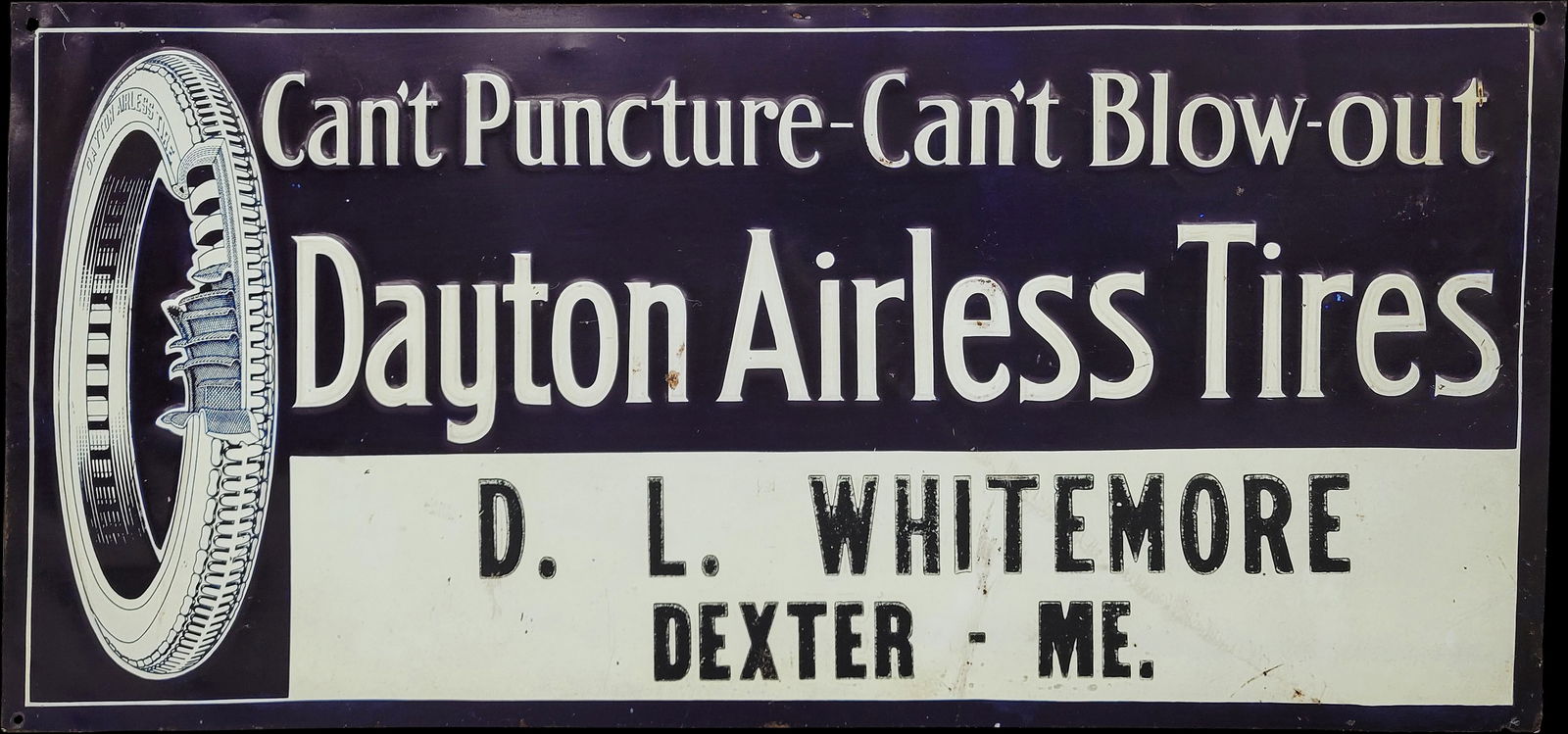 Dayton Airless Tires Embossed Single Sided Tin Sign (1 of 2)