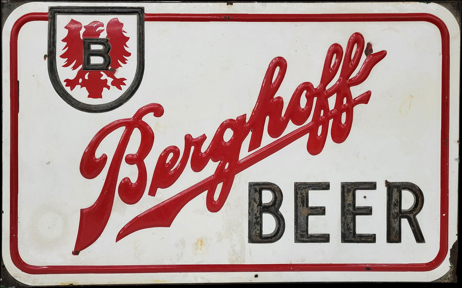 Berghoff Beer Embossed Porcelain Sign (1 of 2)