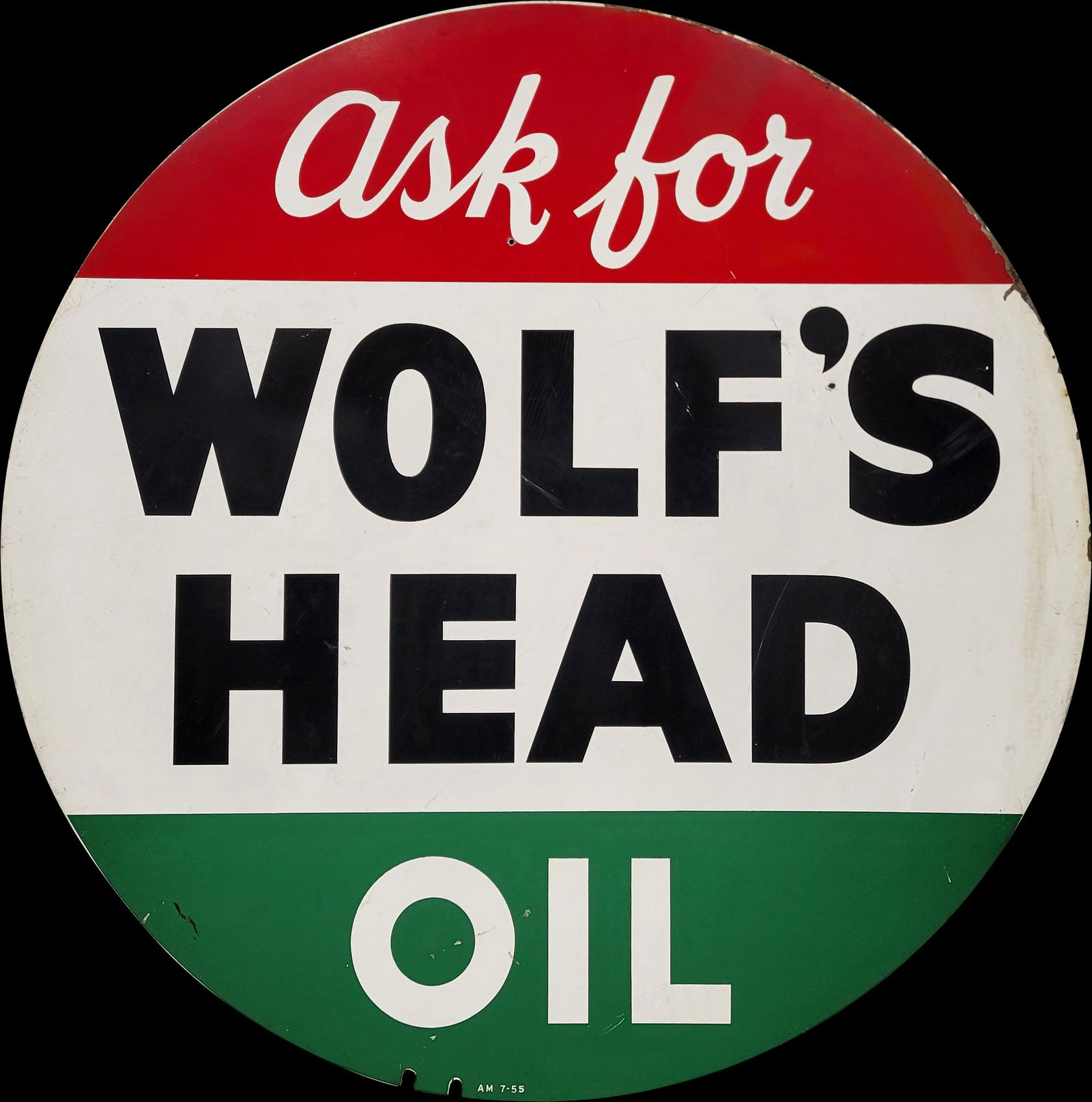 36" Ask For Wolf's Head Oil Double Sided Metal Sign (1 of 2)