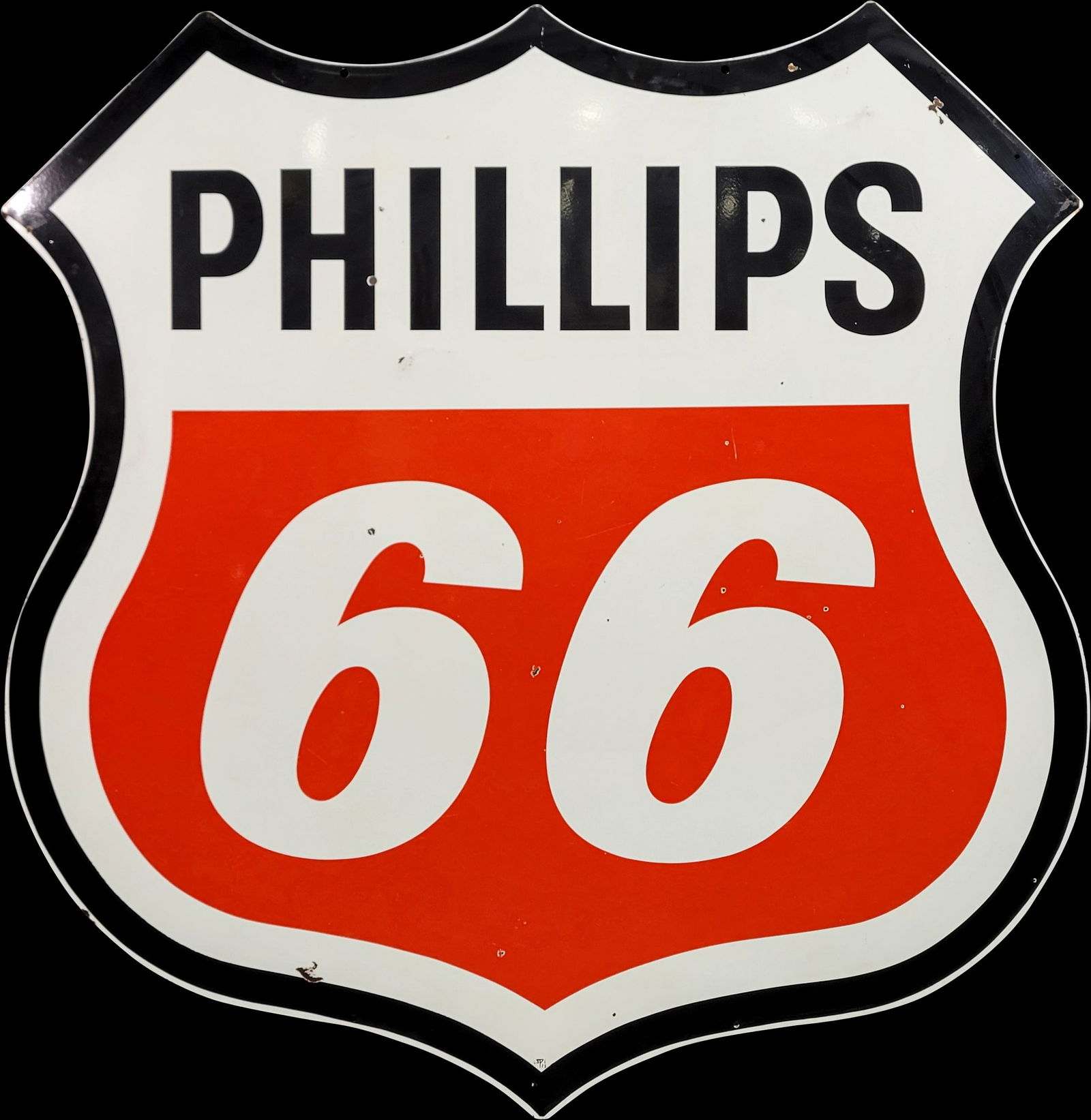 Phillips 66 Gasoline Double Sided Porcelain Shield Sign (1 of 2)