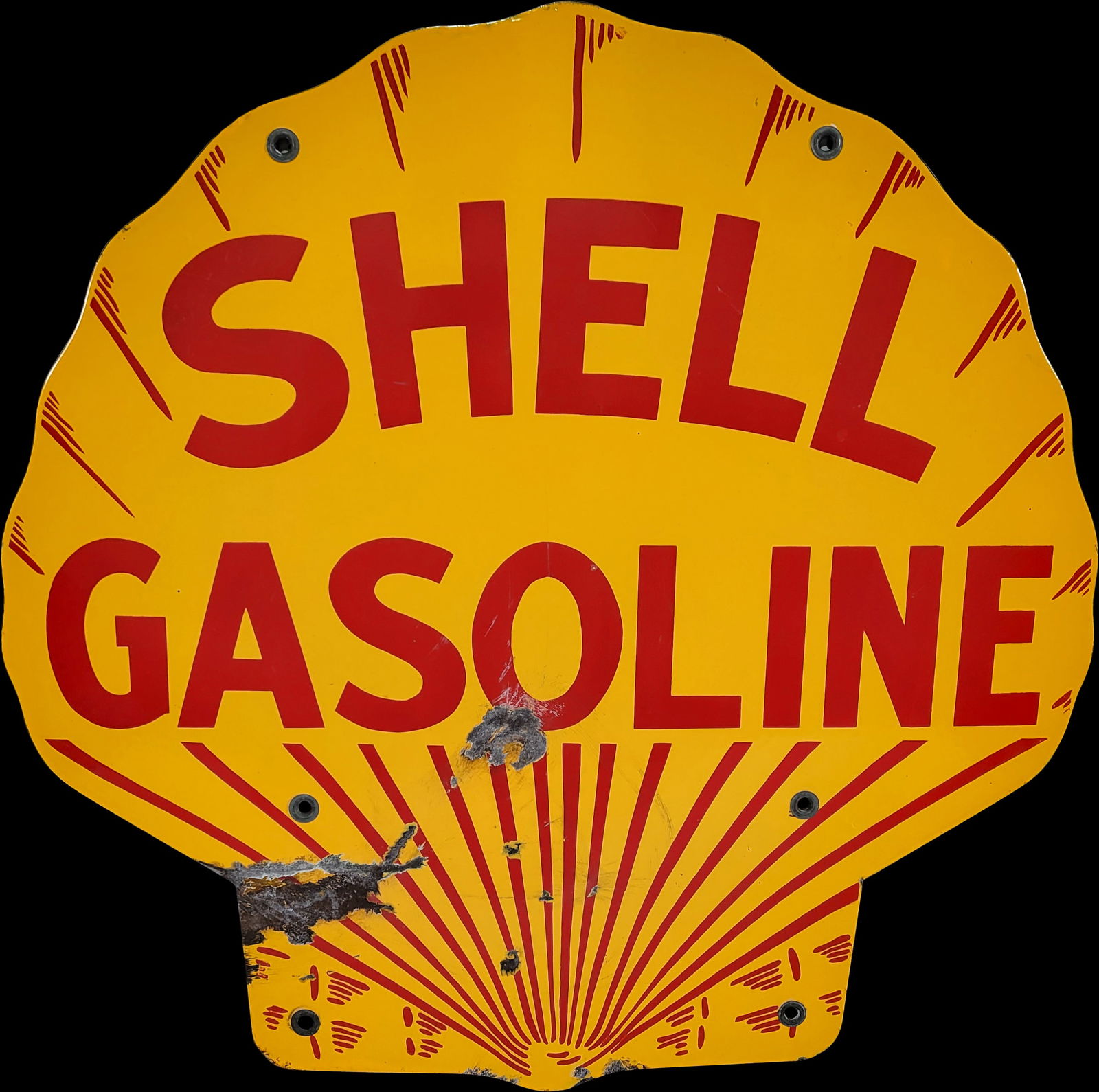 Shell Gasoline Double Sided Porcelain Clam Shell Sign (1 of 2)