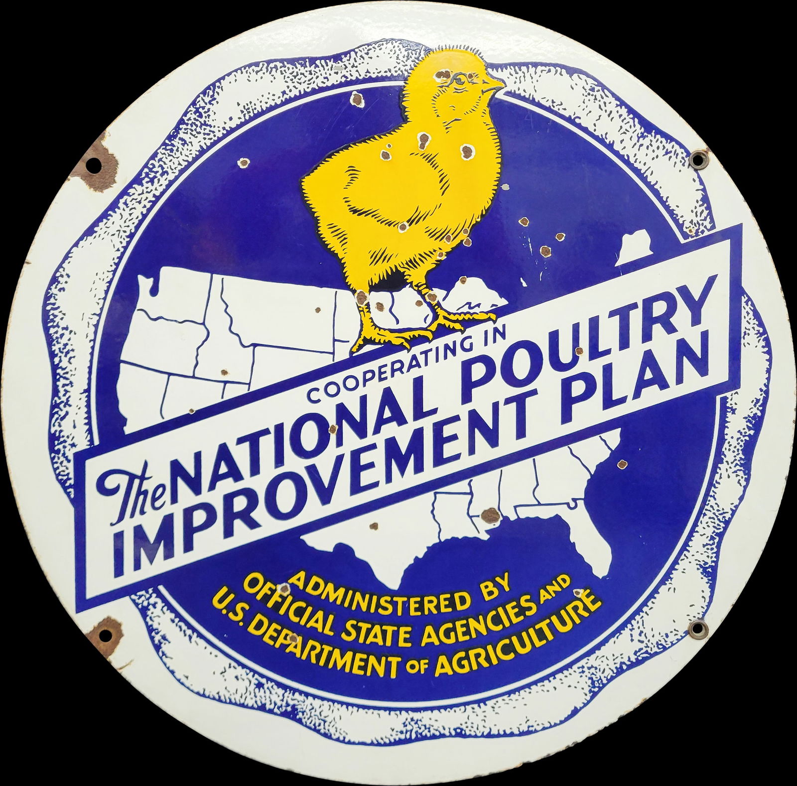 24" The National Poultry Improvement Plan Double Sided Porcelain Sign (1 of 2)