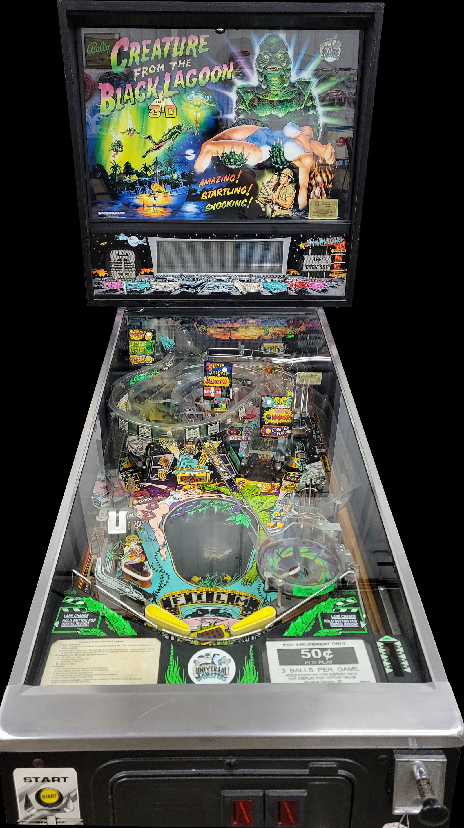 1993 Bally Creature From The Black Lagoon In 3-D Pinball Machine (1 of 6)