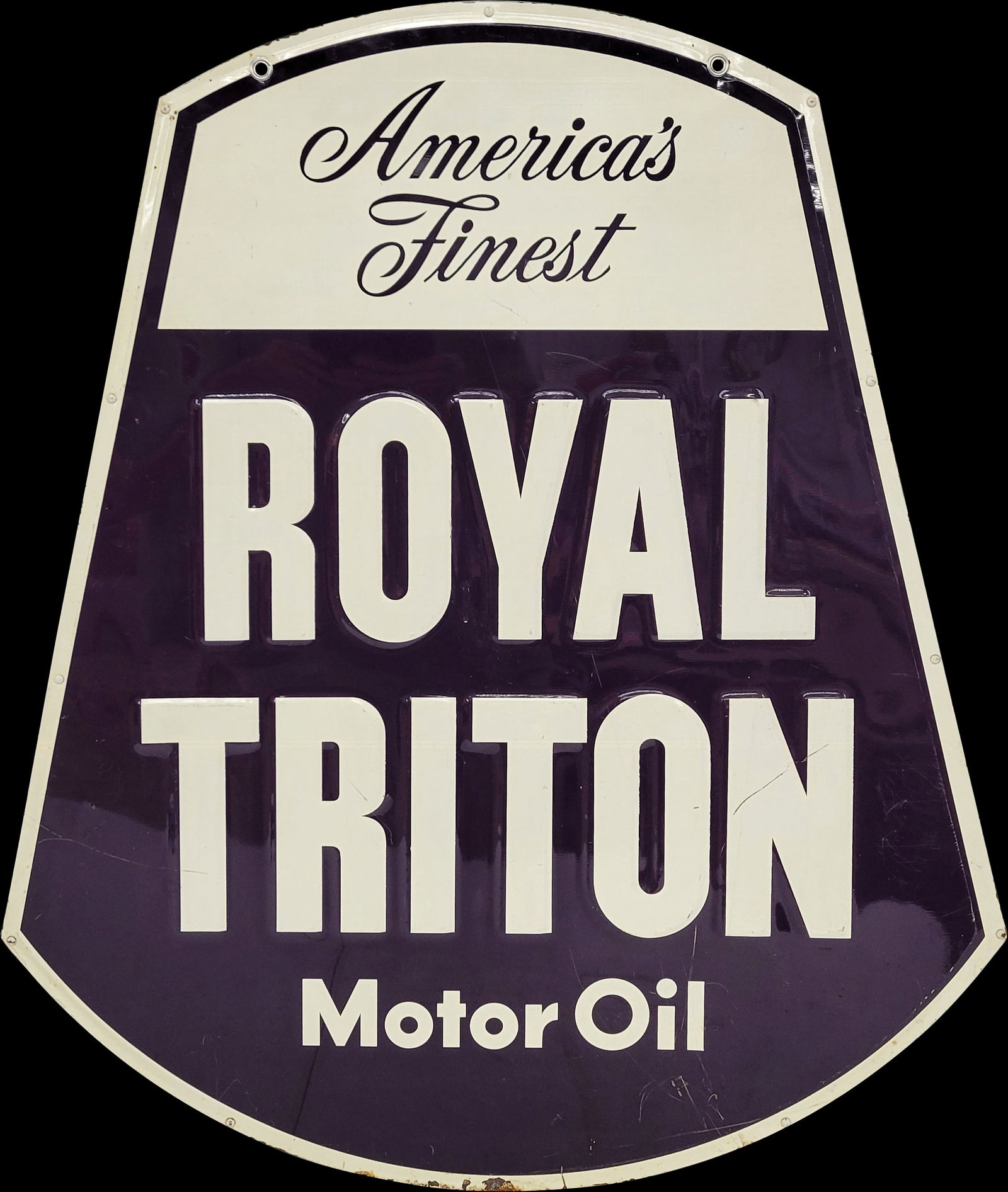 Royal Triton Motor Oil America's Finest 2 Piece Embossed Tin Sign (1 of 2)