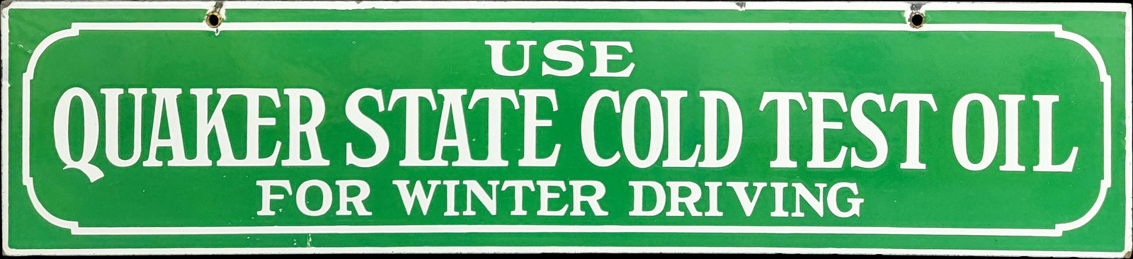 Quaker State Cold Test Oil Double Sided Porcelain Sign (1 of 2)