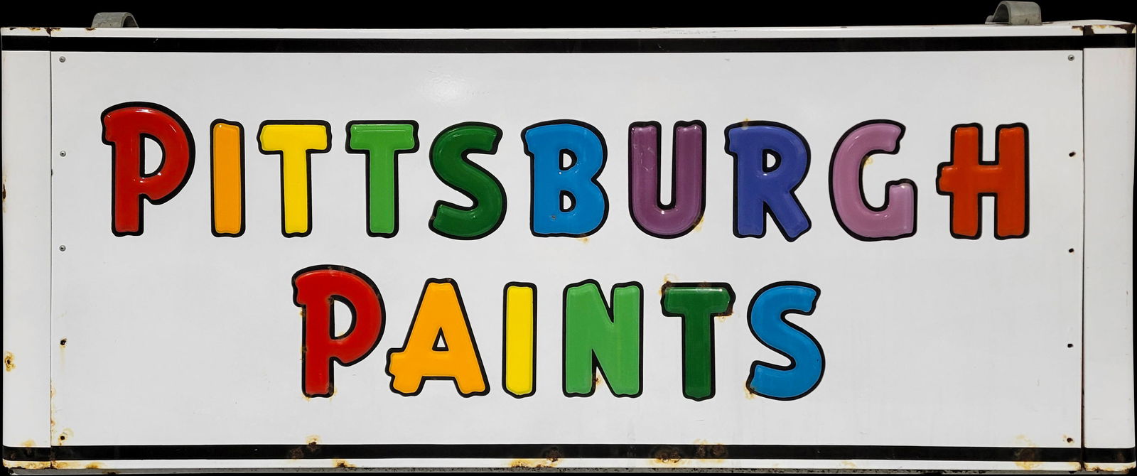 Pittsburgh Paints Double Sided Porcelain Bull Nose Sign (1 of 2)