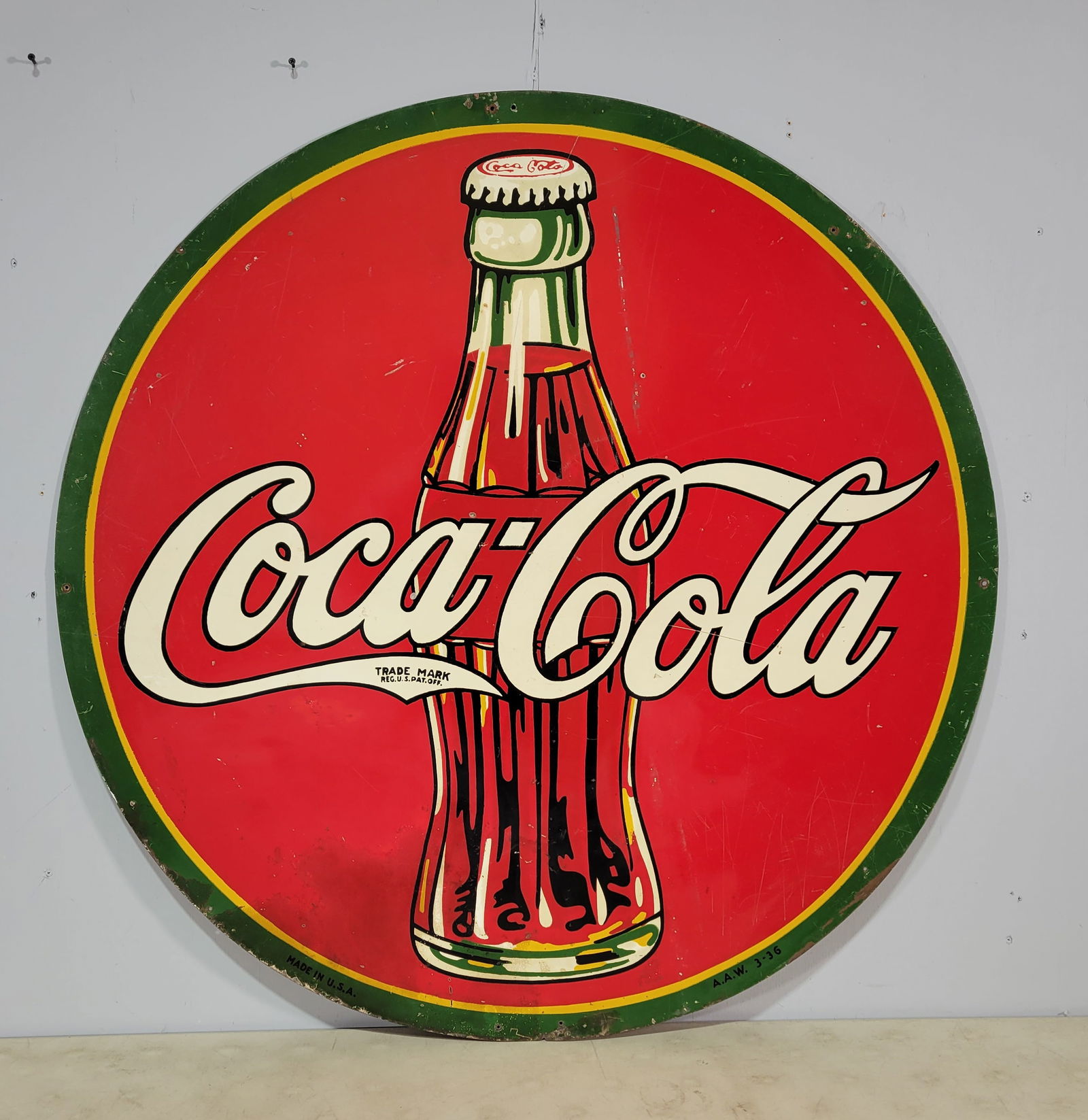 Coca Cola Round Tin Disc Sign With Bottle (1 of 2)