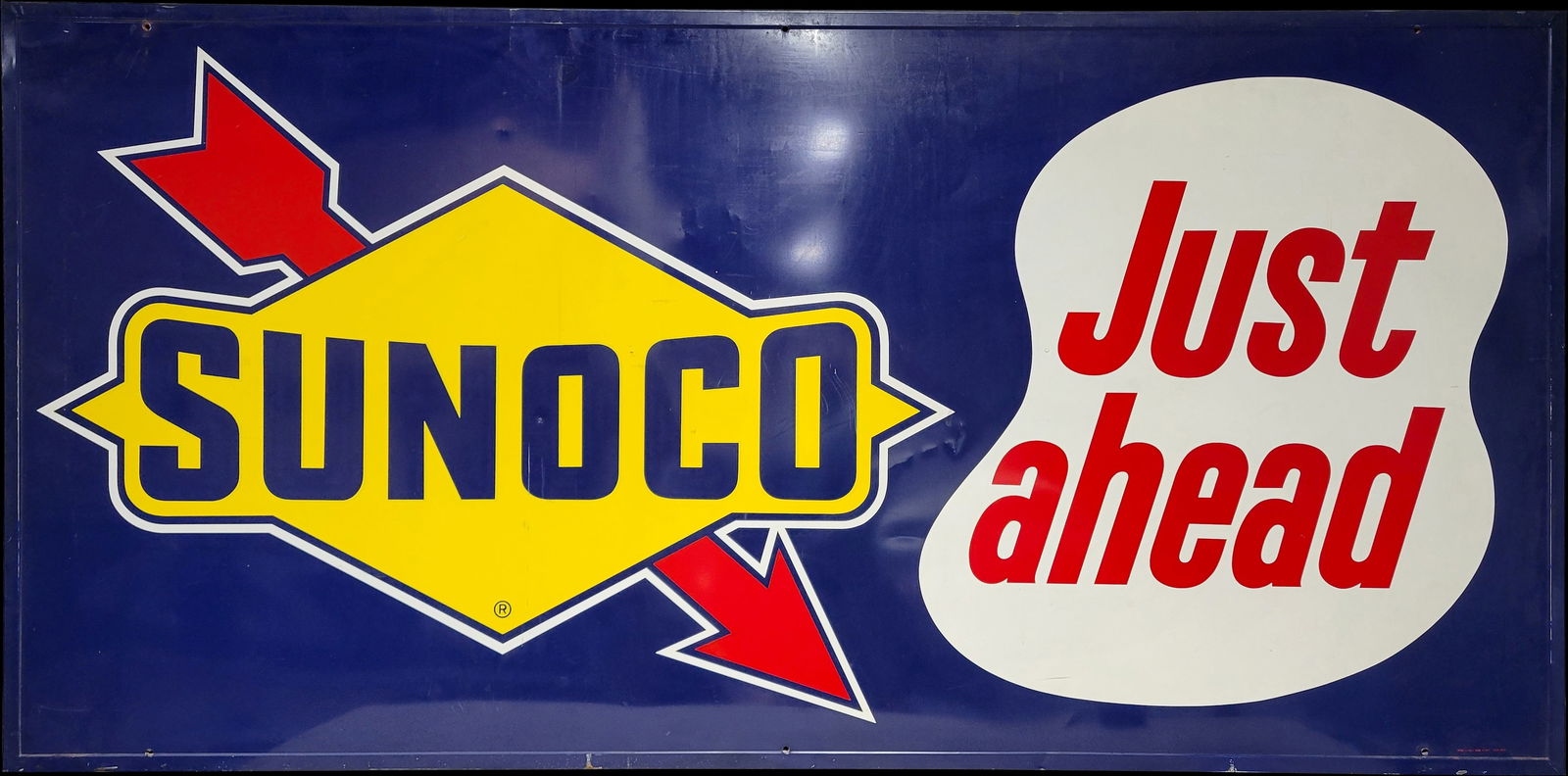 Large Sunoco Just Ahead Single Sided Metal Sign (1 of 3)
