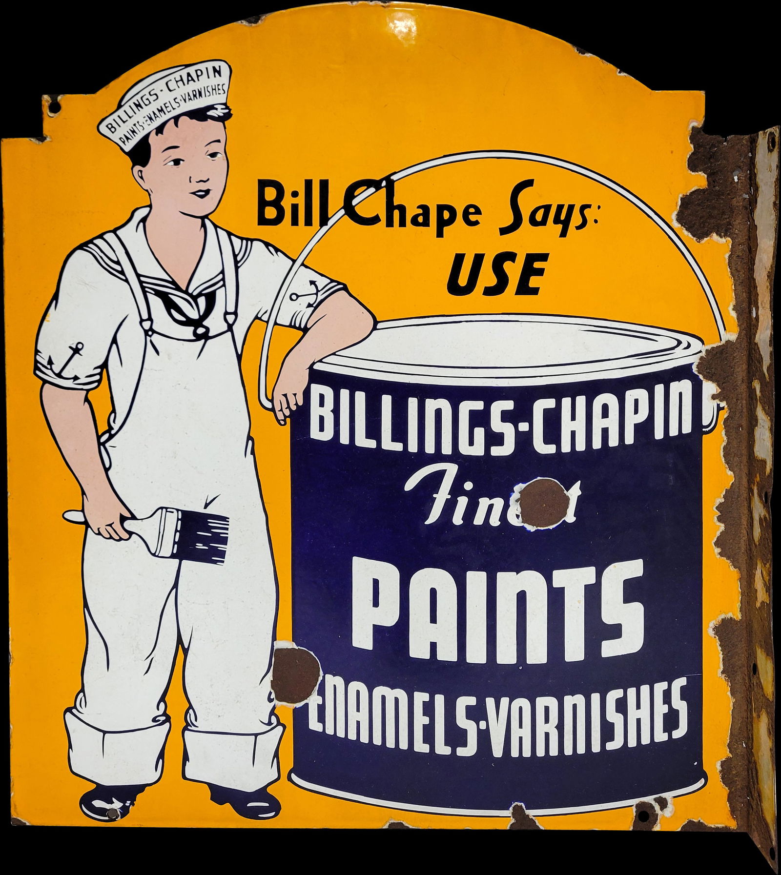 Billings Chapin Finest Paints   Porcelain Flange Sign (1 of 2)