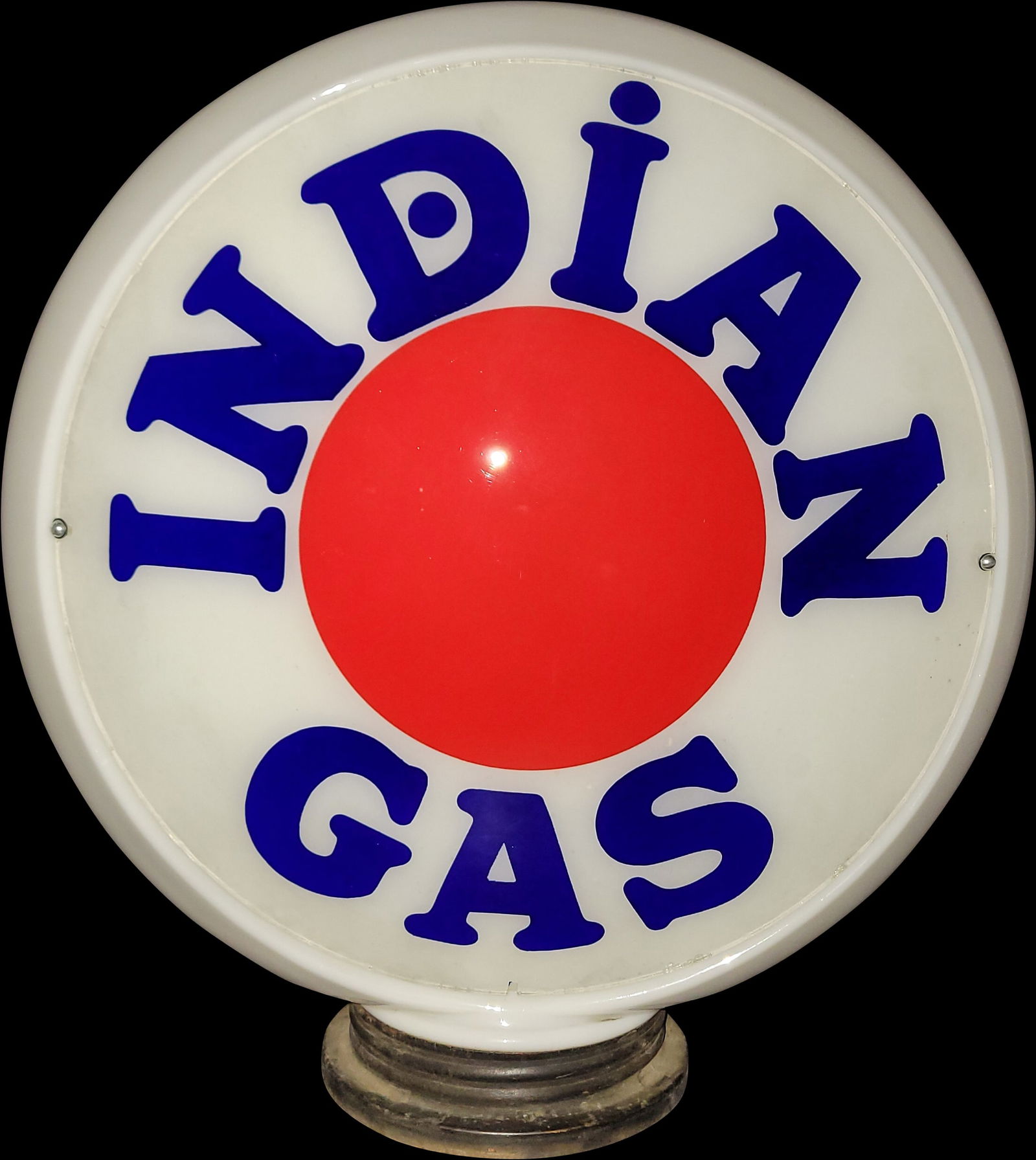 Indian Gas 13.5" Complete Gas Pump Globe w/ Milk Glass Body (1 of 3)