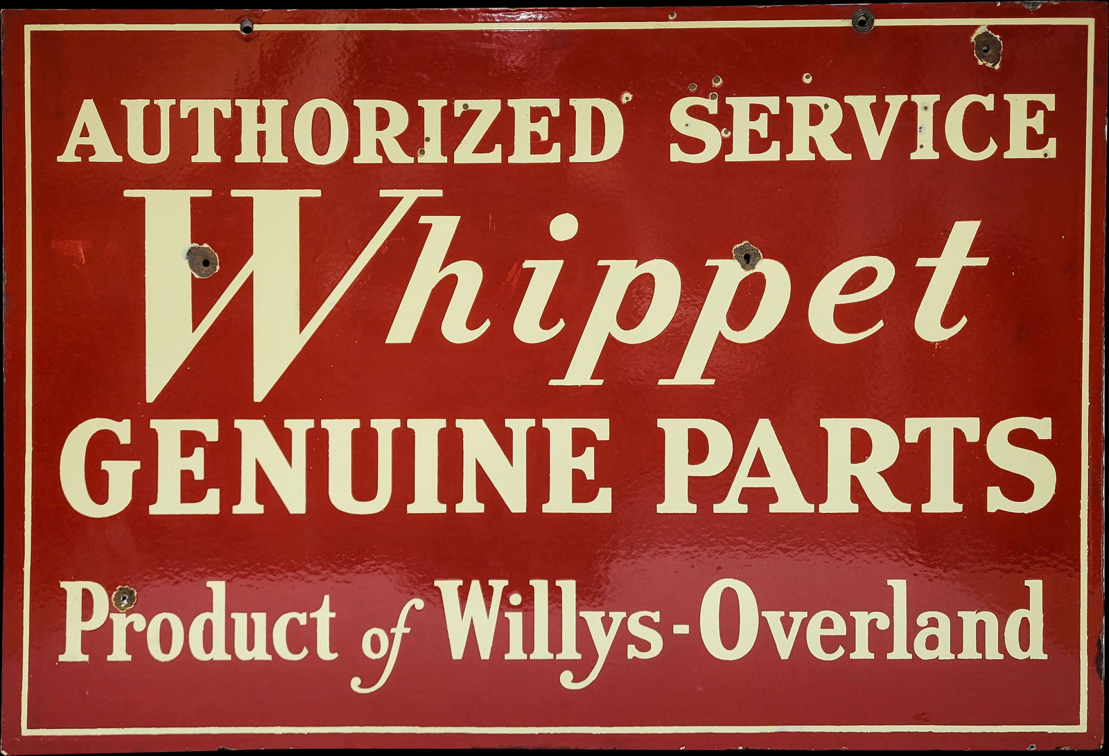 Willy's Overland Whippett Authorized Service and Genuine Parts DSP Sign (1 of 2)