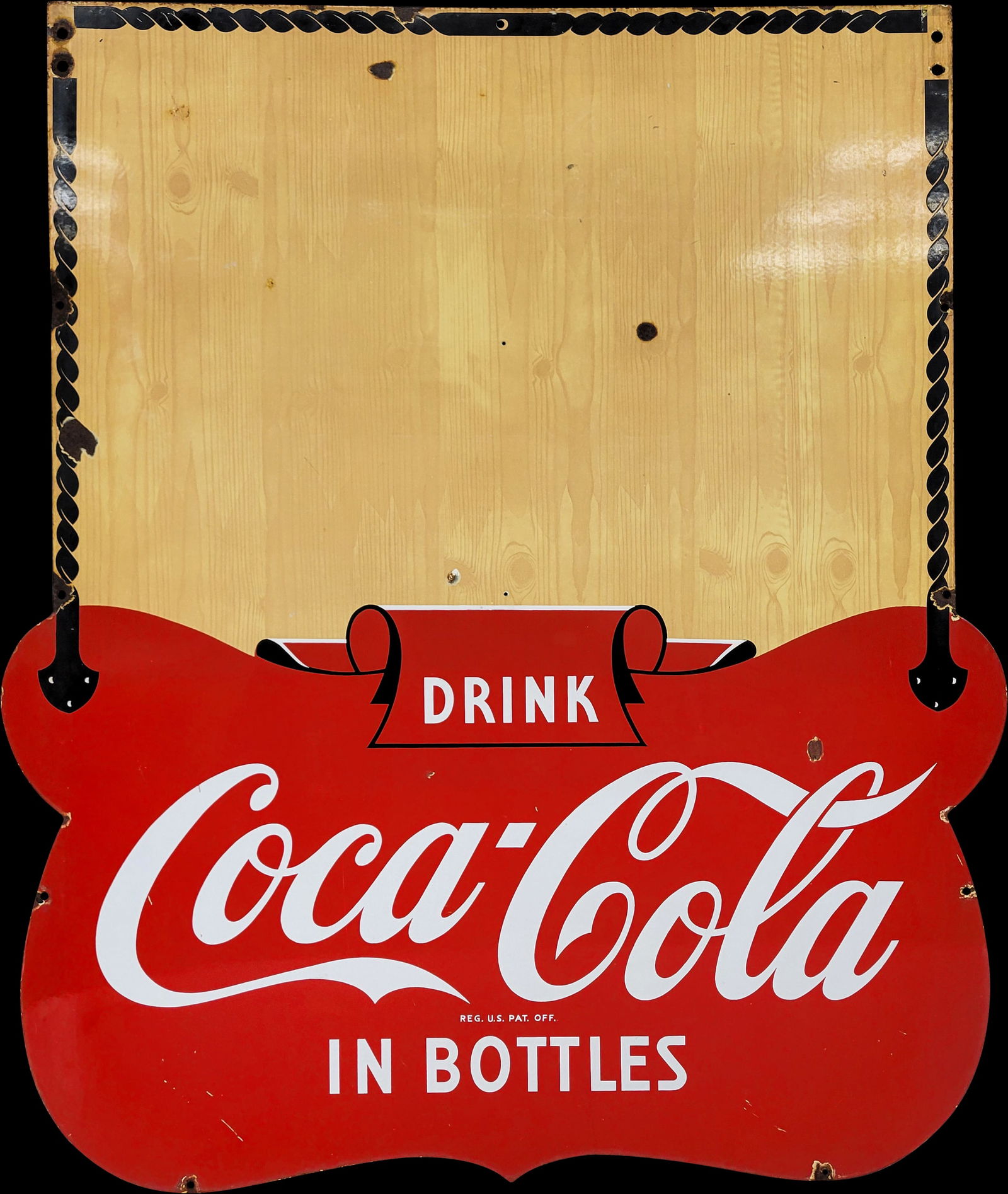 Drink Coca Cola In Bottles Double Sided Porcelain Sign With Privilege Panel (1 of 2)