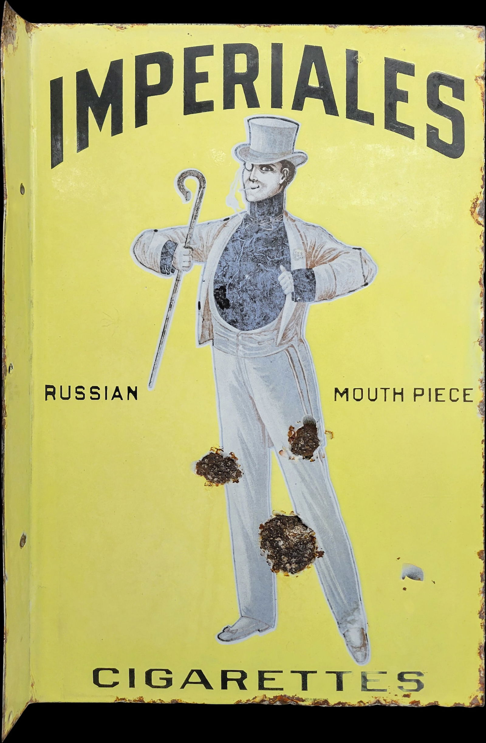 Imperiales Cigarettes Porcelain Flange Sign (1 of 2)