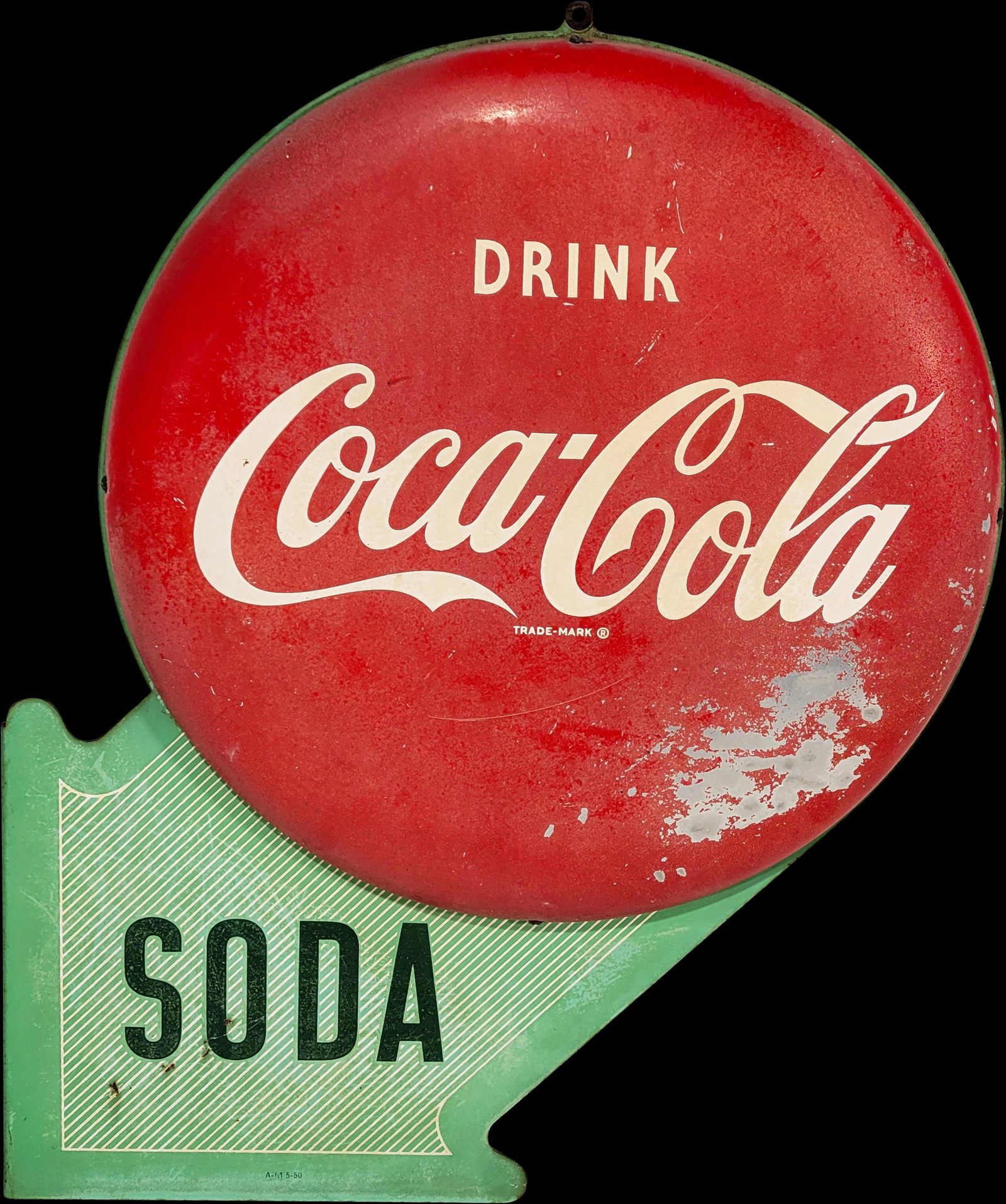 Drink Coca Cola Soda Double Sided Button Flange Sign (1 of 2)
