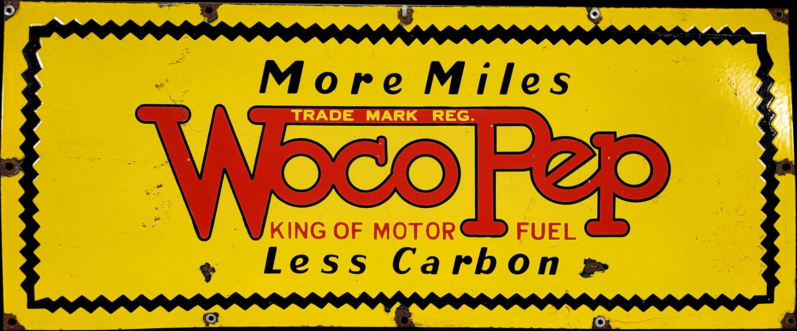 Woco Pep King Of Motor Fuel Single Sided Porcelain Sign (1 of 2)