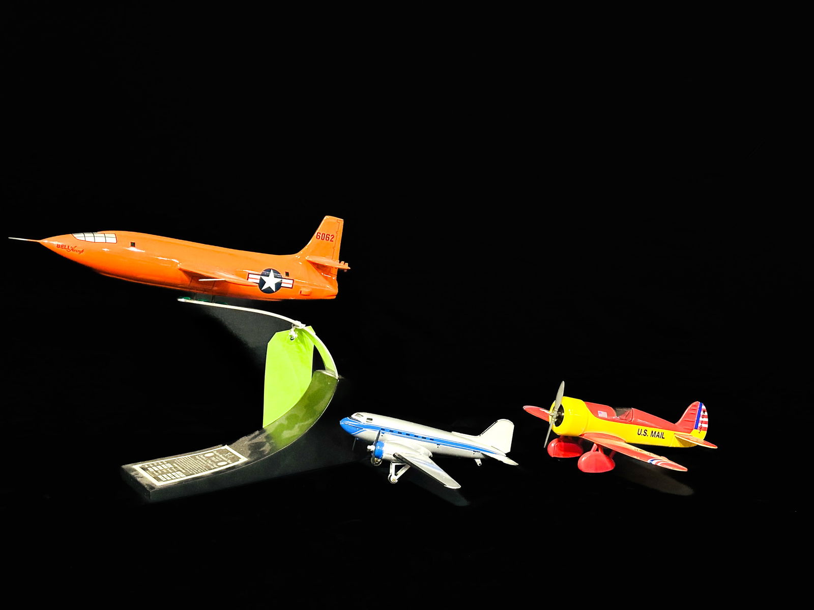 US Mail Airplane Bank Douglas DC3 Tin toy Bell Z1 USAF Rocket Chuck Yeager (1 of 2)