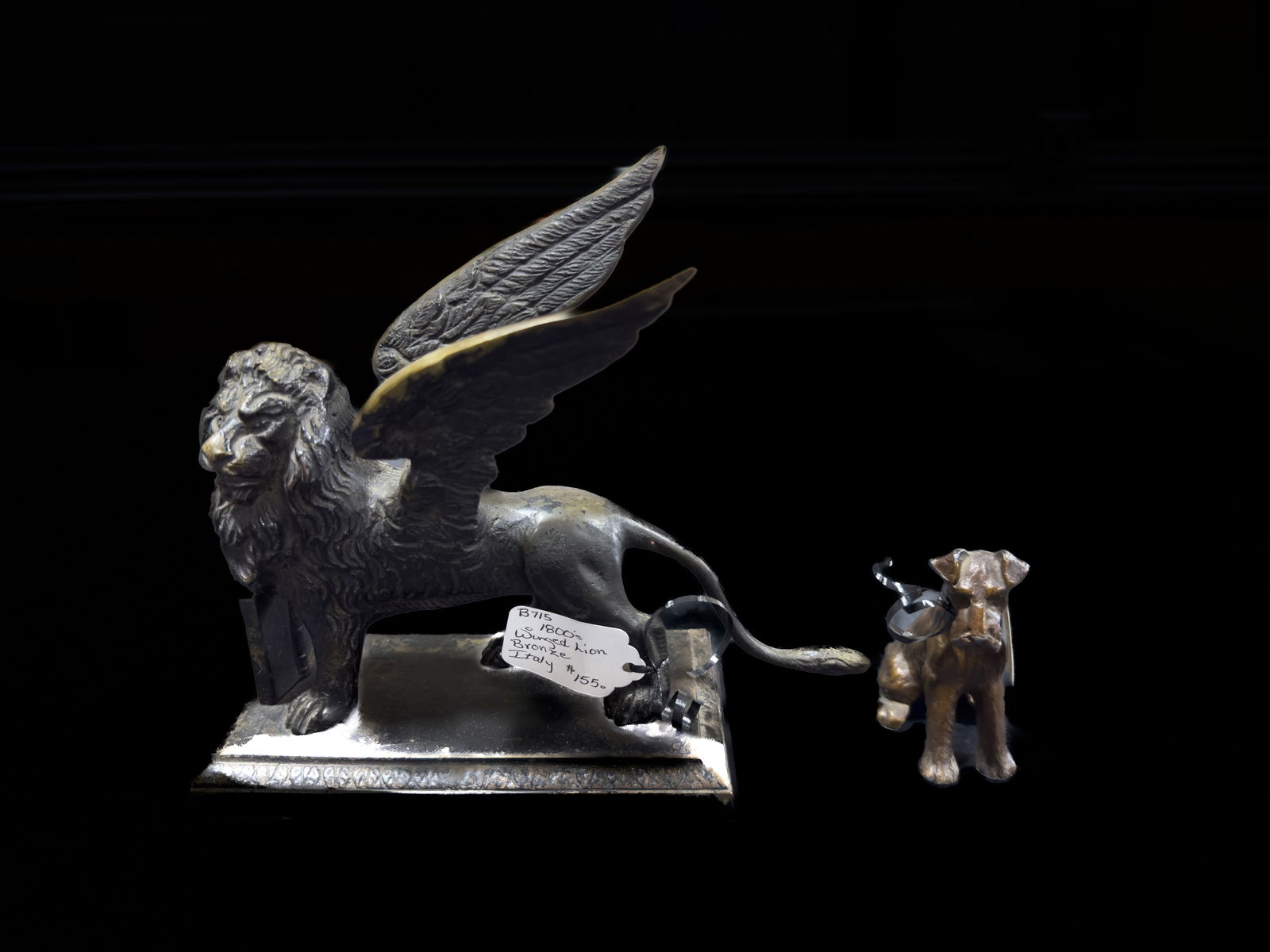 Bronze Winged Lion statue St. Mark Solid Metal Schnauzer Dog statue (1 of 2)