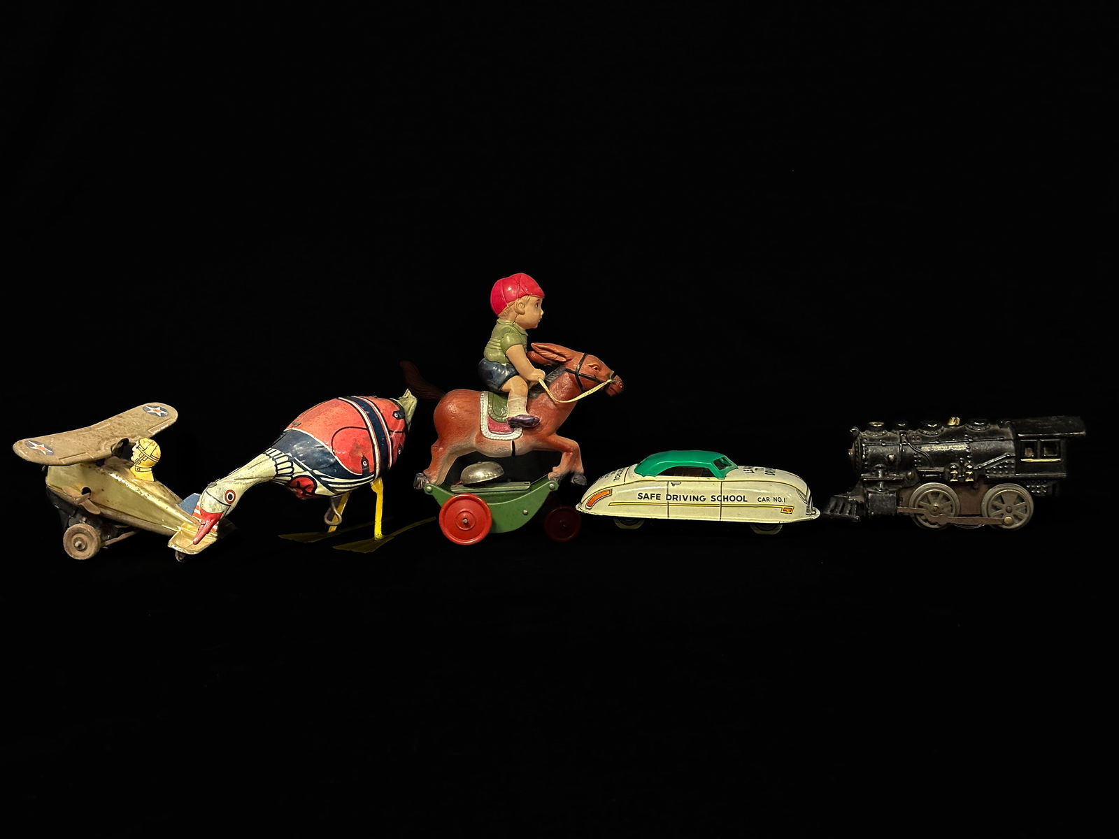 Marx Tin wind up toy Car Looping Rollover airplane Train Japan Celluloid cowboy kid (1 of 2)