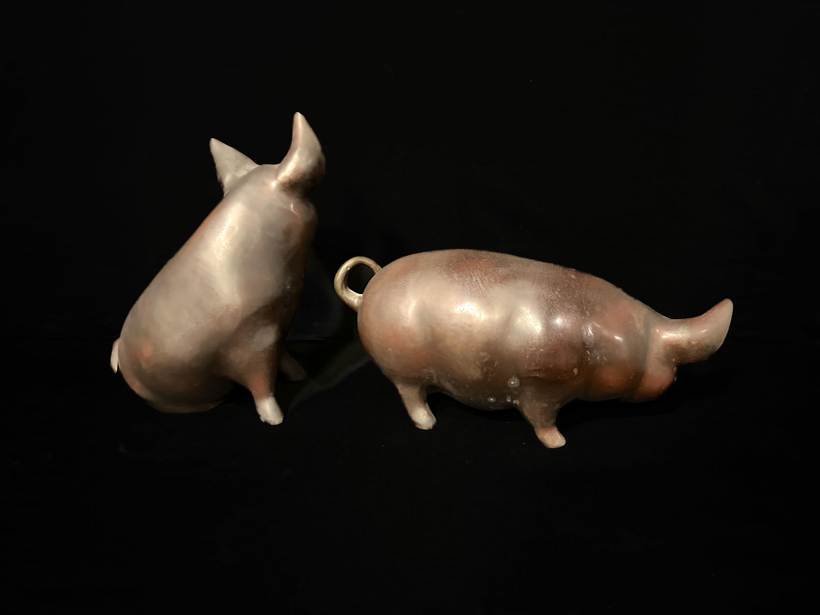 2 Bronze pig statue door stops (1 of 2)