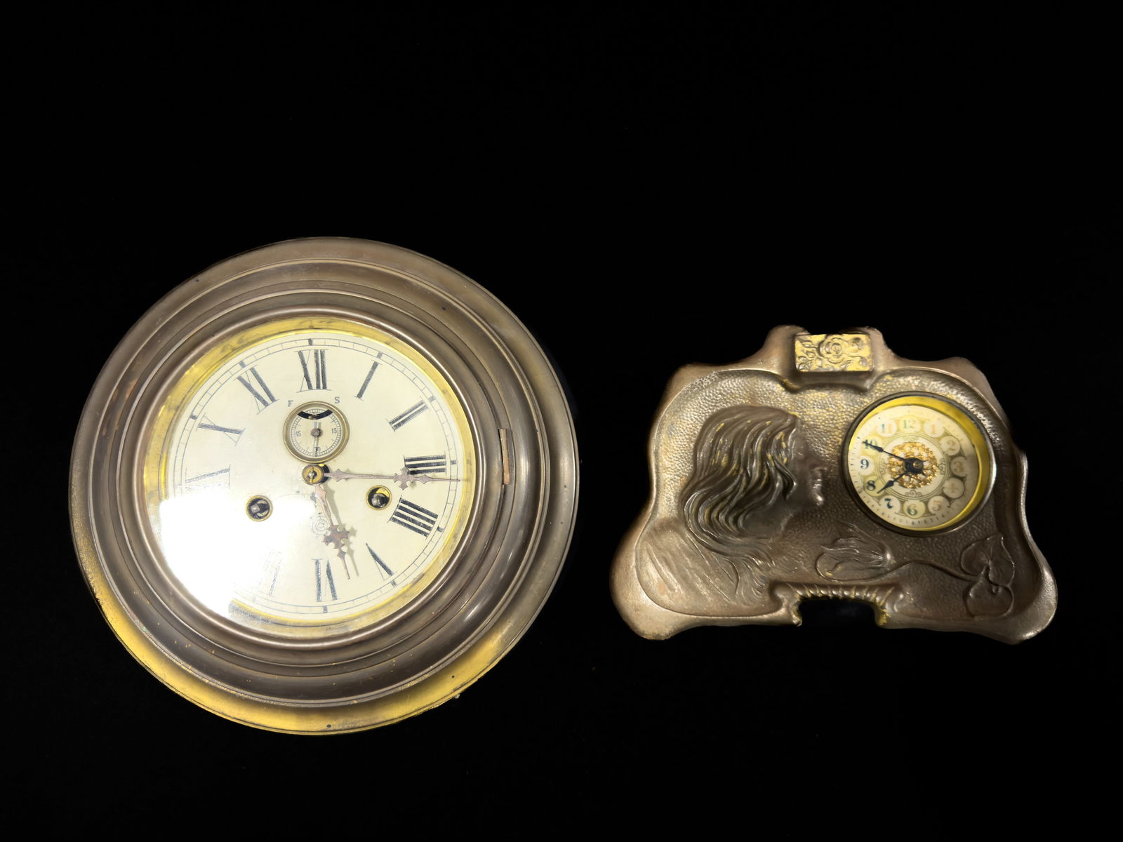 Art Nouveau Bronze WestClox 1906 mantel clock Waterbury Clock 8 day time (1 of 3)