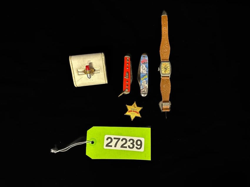 Lone Ranger Atom Bomb Ring Six Cereal. Knife pin and watch (1 of 2)