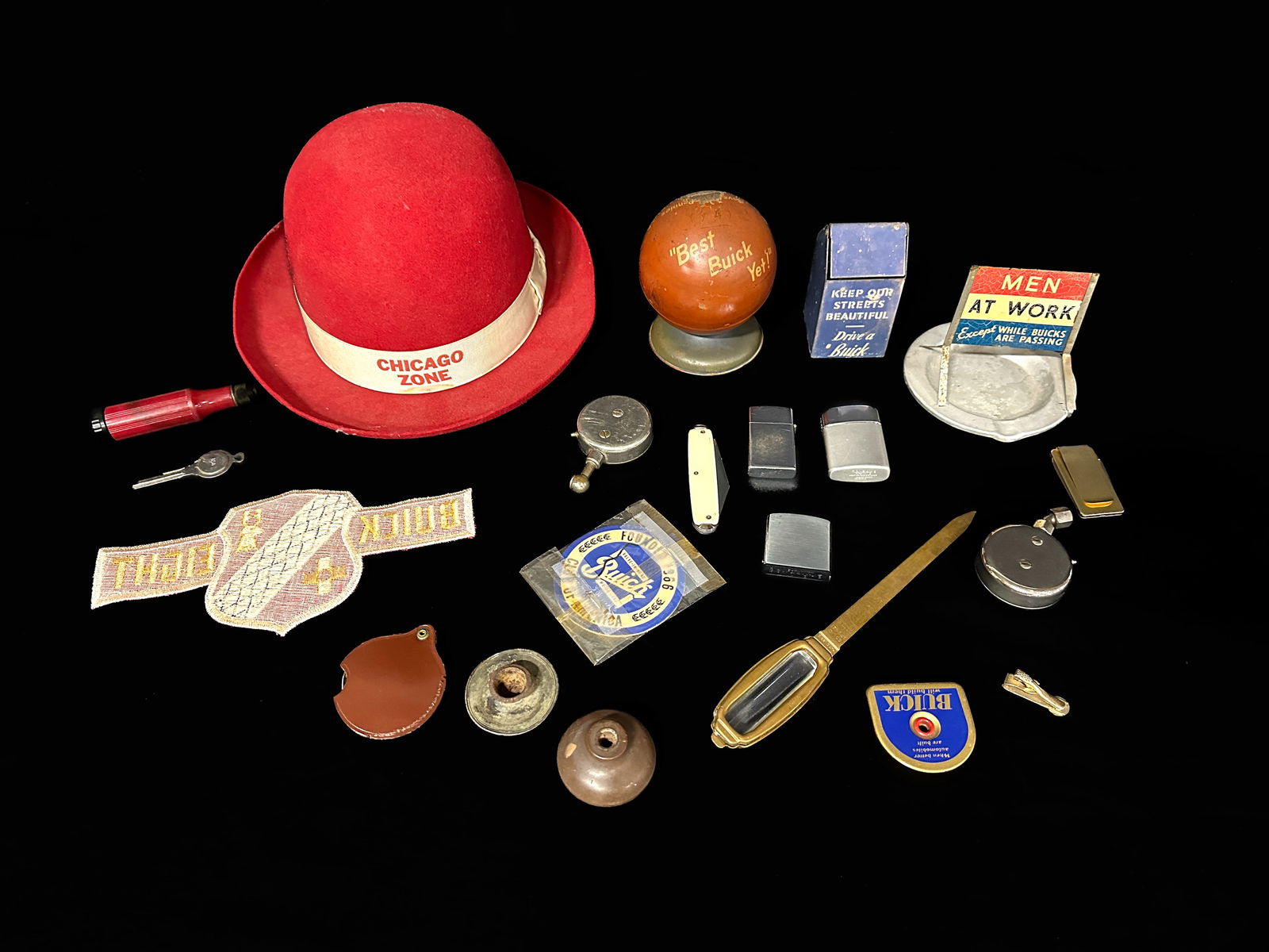 Buick lighters tape measure pin knife tire gauge patch pin dealer adverting pieces (1 of 2)