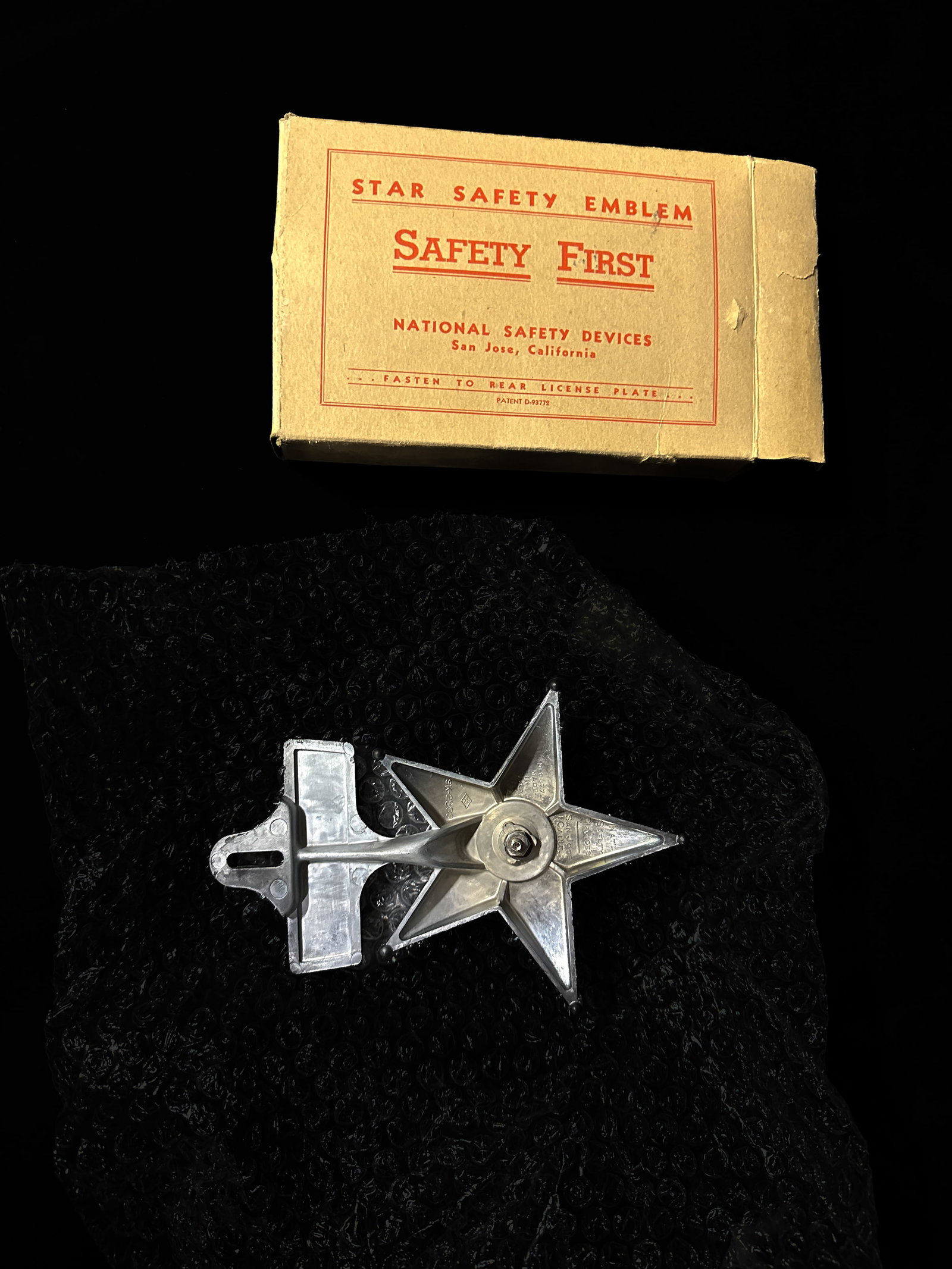 Star Safety Emblem Safety First Jeweled license topper NOS: NOS Safety first license topper. PLEASE NOTE, THERE IS ONLY ONE WAY TO PAY FOR ONLINE ITEMS IN THIS AUCTION WHICH IS THROUGH LIVE AUCTIONEERS. THIS IS THE MOST SECURE METHOD OF PAYMENT. MAKE SURE YOUR