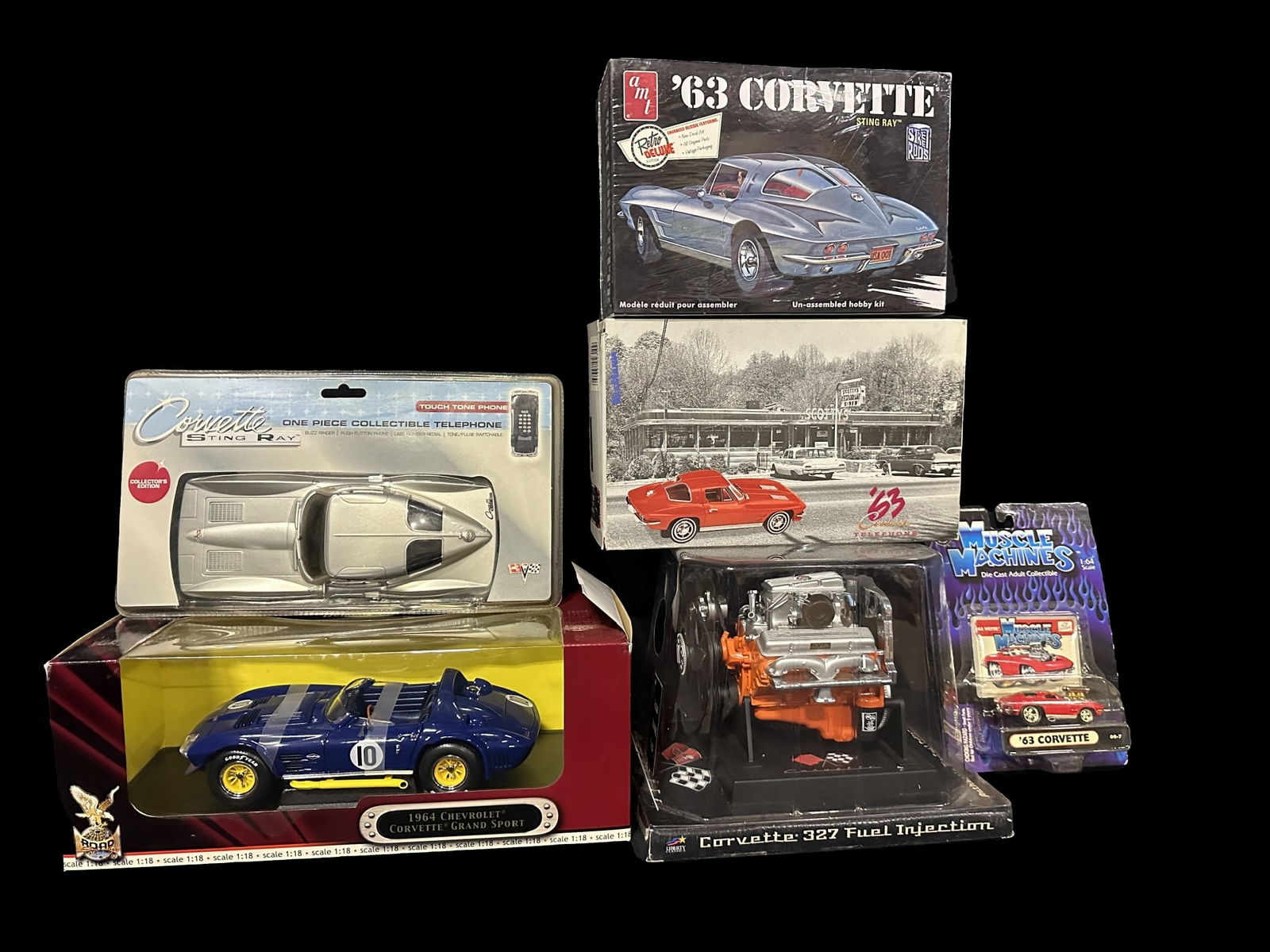 1963 Corvette Stingray Road legend 1964 Grand Sport 1963 Chevrolet Telephone 327 FI model engine car (1 of 2)