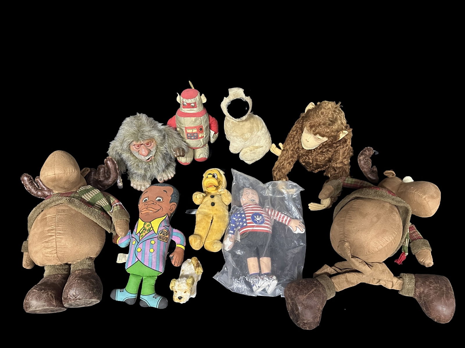 Woolikin Pluto Caveman Da Grunt Geraldine pull toy Moose extendable legs monkey dog cat plush toys (1 of 1)