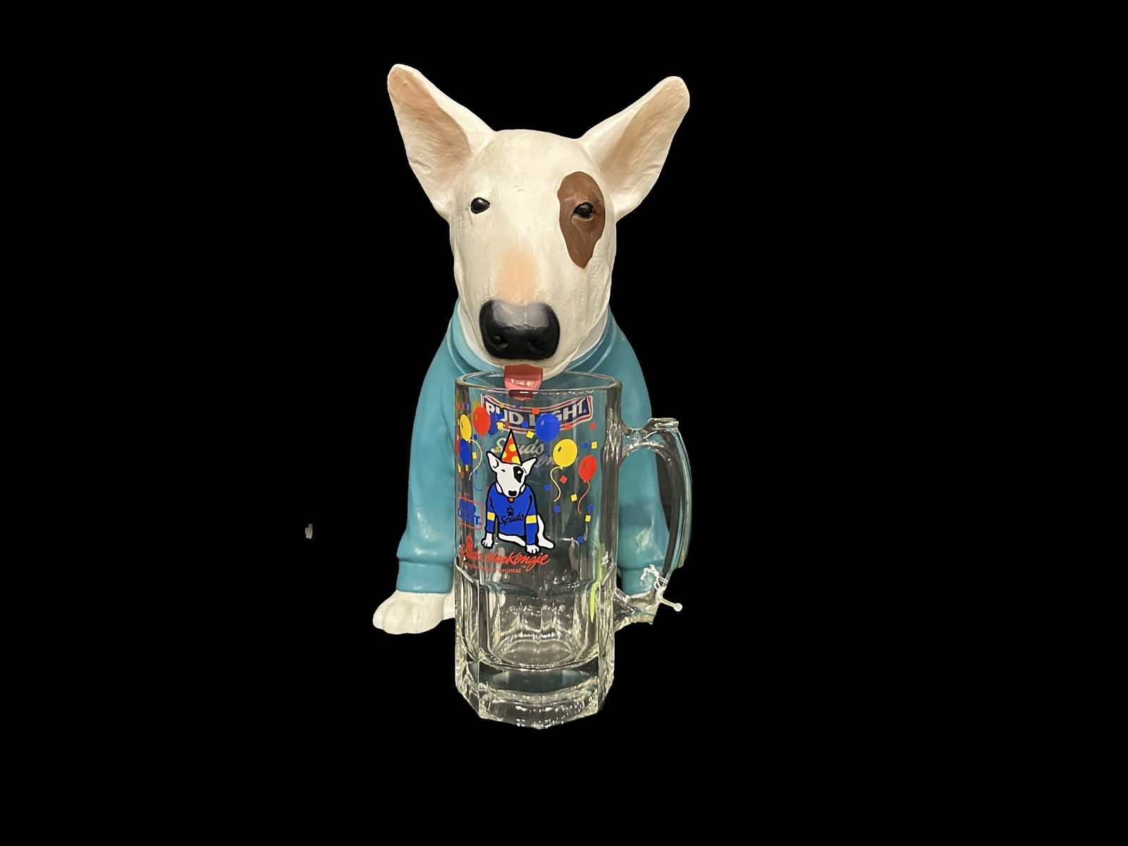 1986 Spud Mackenzie Bud light blow mold light up display w/beer glass (1 of 3)