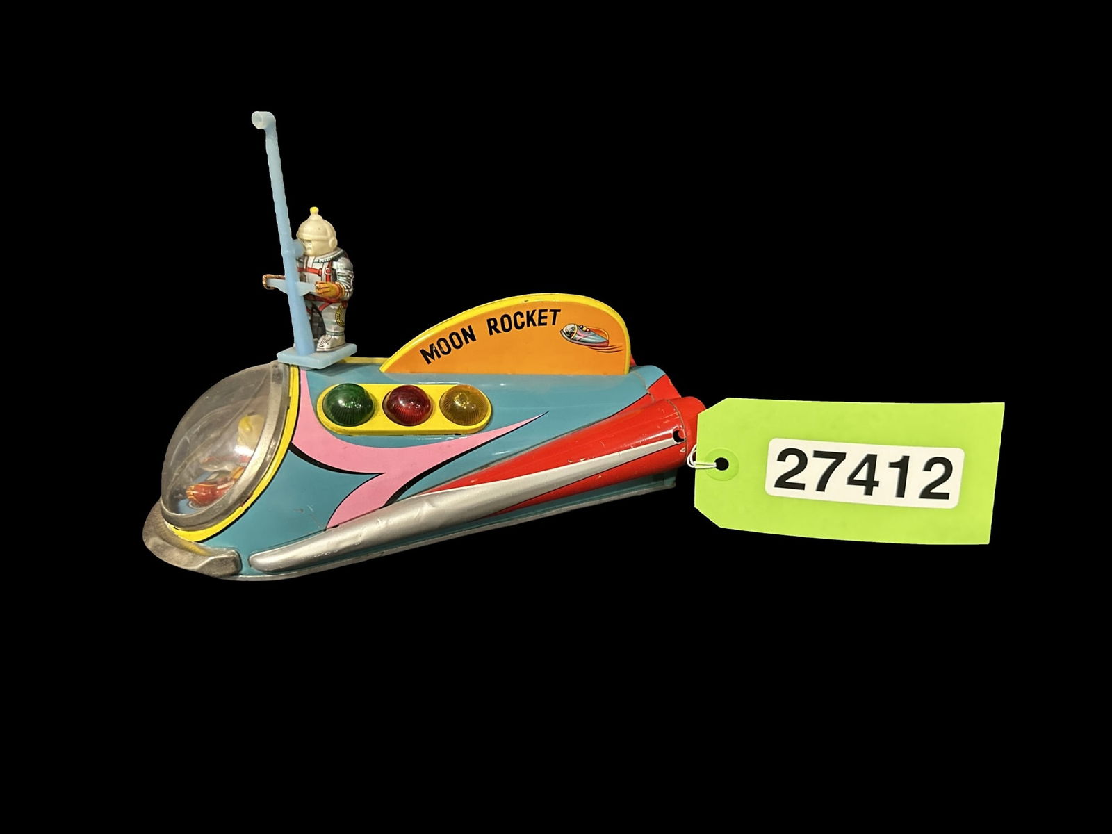 Moon rocket non fall tin litho battery spacecraft modern toys Japan (1 of 2)