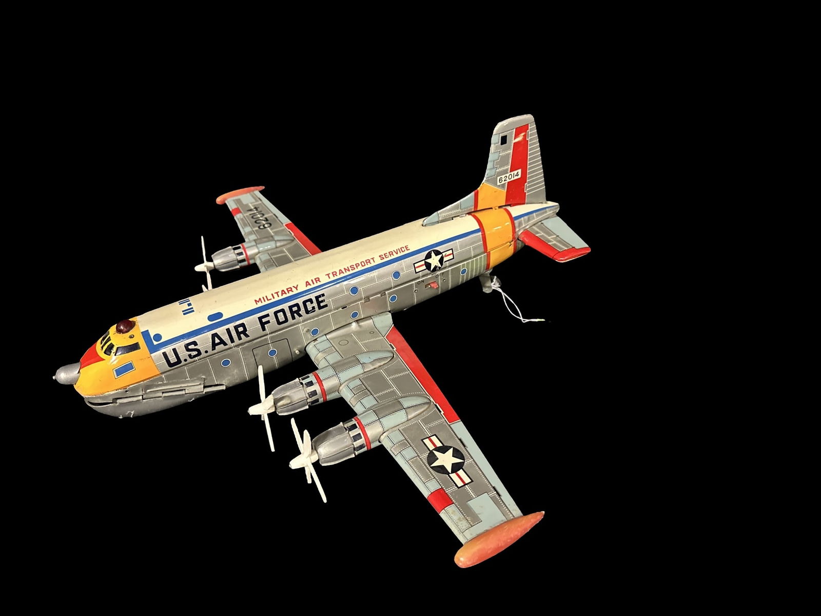 Japanese Tin litho battery powered US Air Force military toy plane (1 of 3)