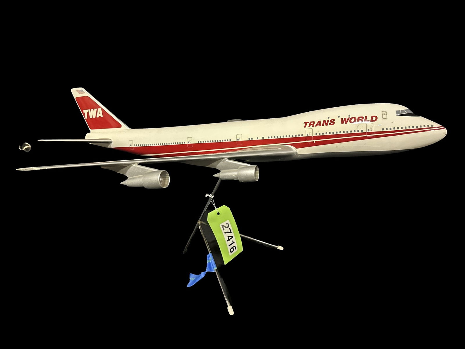 Trans world TWA big model plane with stand (1 of 3)