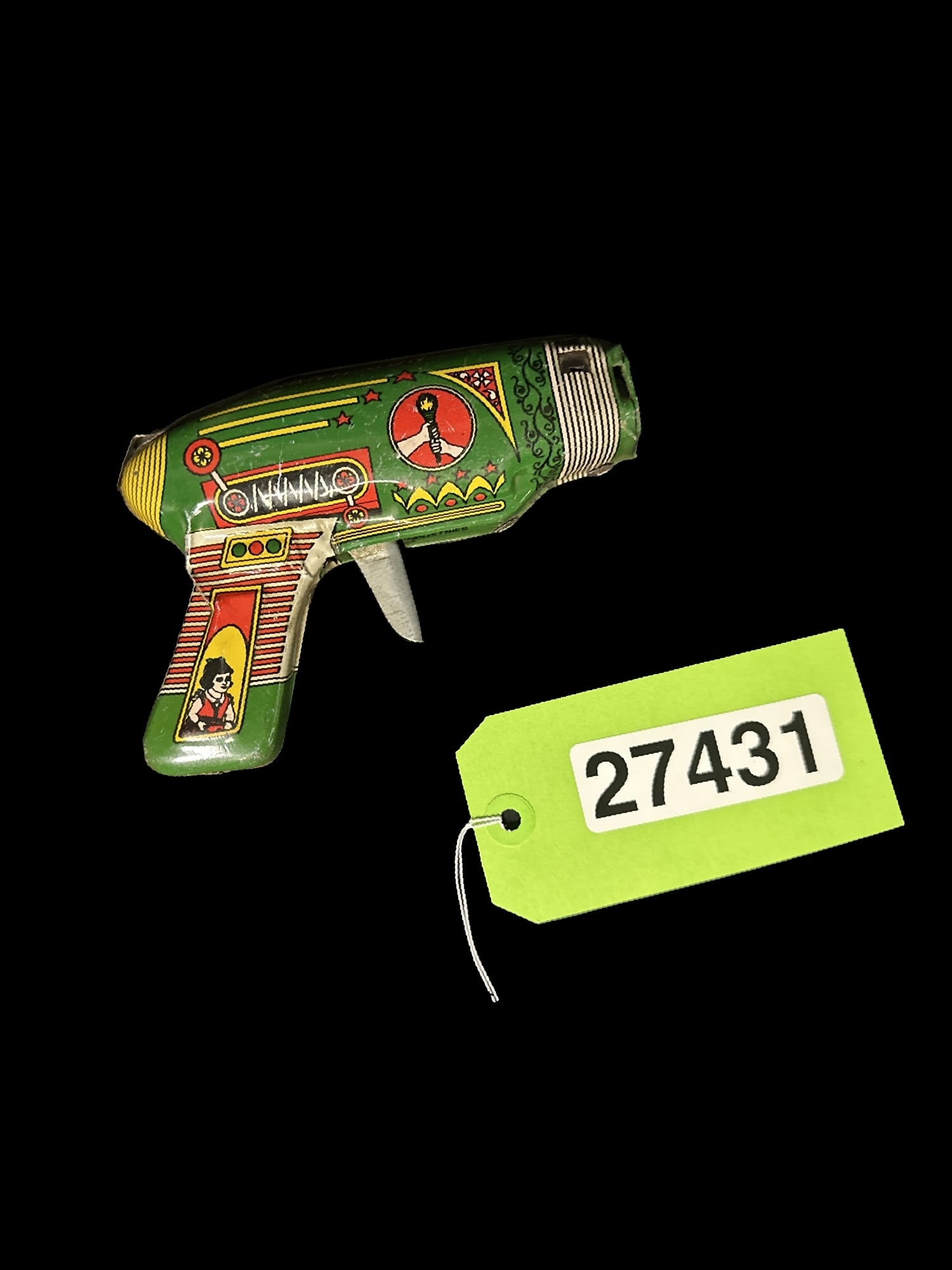 Raj Toys Kranti metal toy gun: Works. Pull trigger and sparks come out. PLEASE NOTE, THERE IS ONLY ONE WAY TO PAY FOR ONLINE ITEMS IN THIS AUCTION WHICH IS THROUGH LIVE AUCTIONEERS. THIS IS THE MOST SECURE METHOD OF PAYMENT. MAKE S