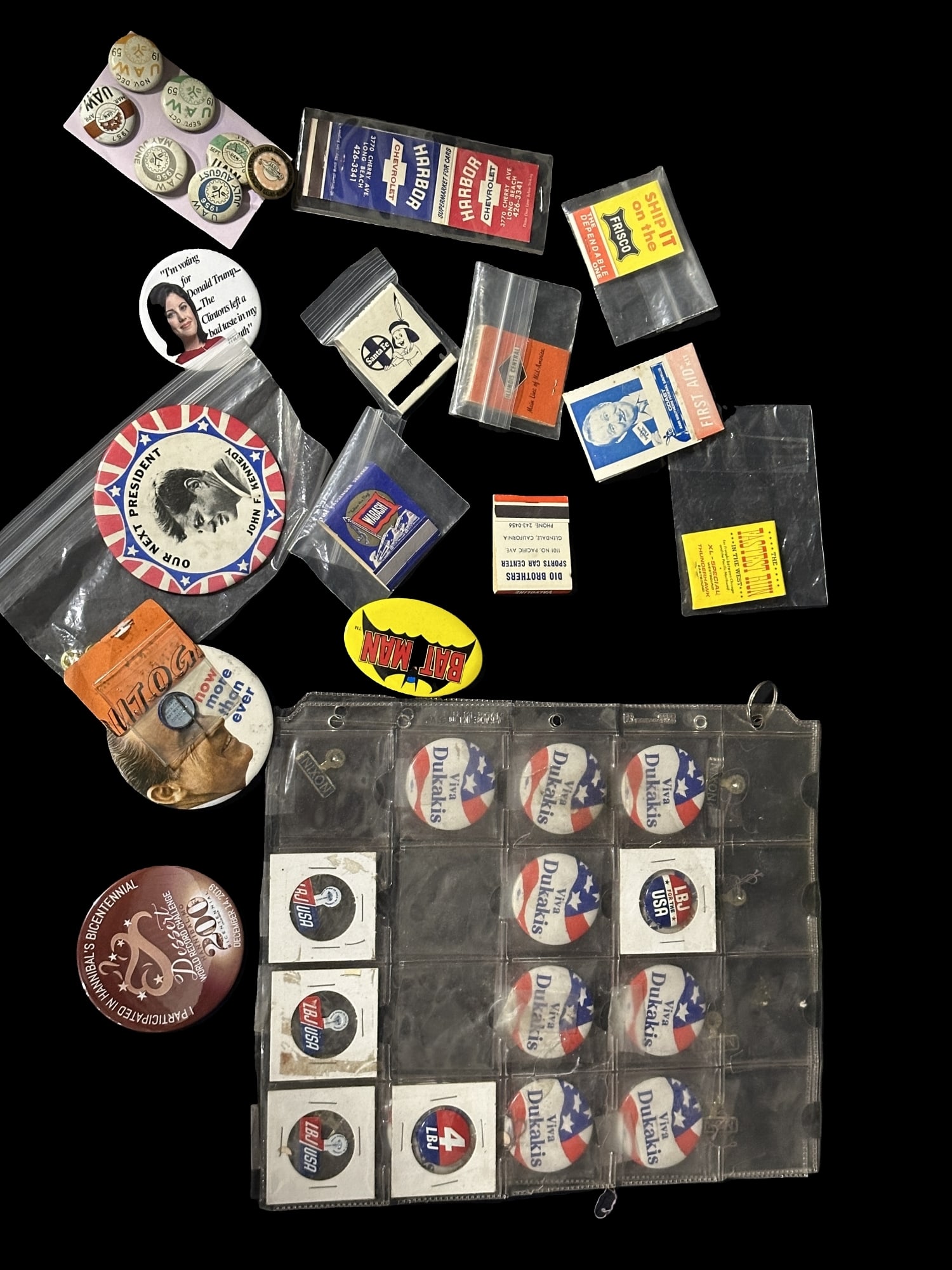 Huge lot of political buttons pins LBJ tractor farming auto truck Kennedy Regan (1 of 1)