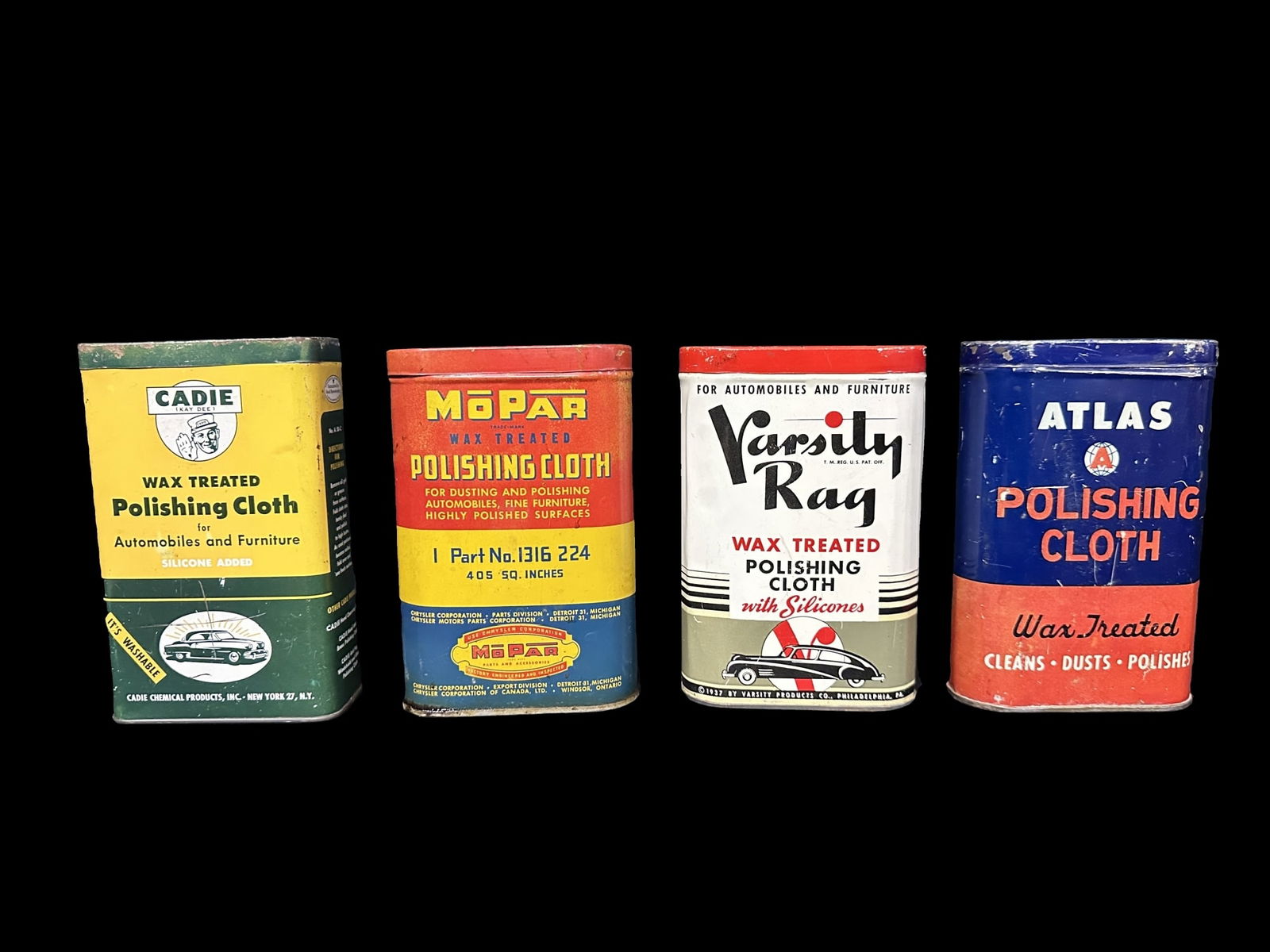 Mopar Atlas Sadie Varsity polish cloth tin metal cans (1 of 2)