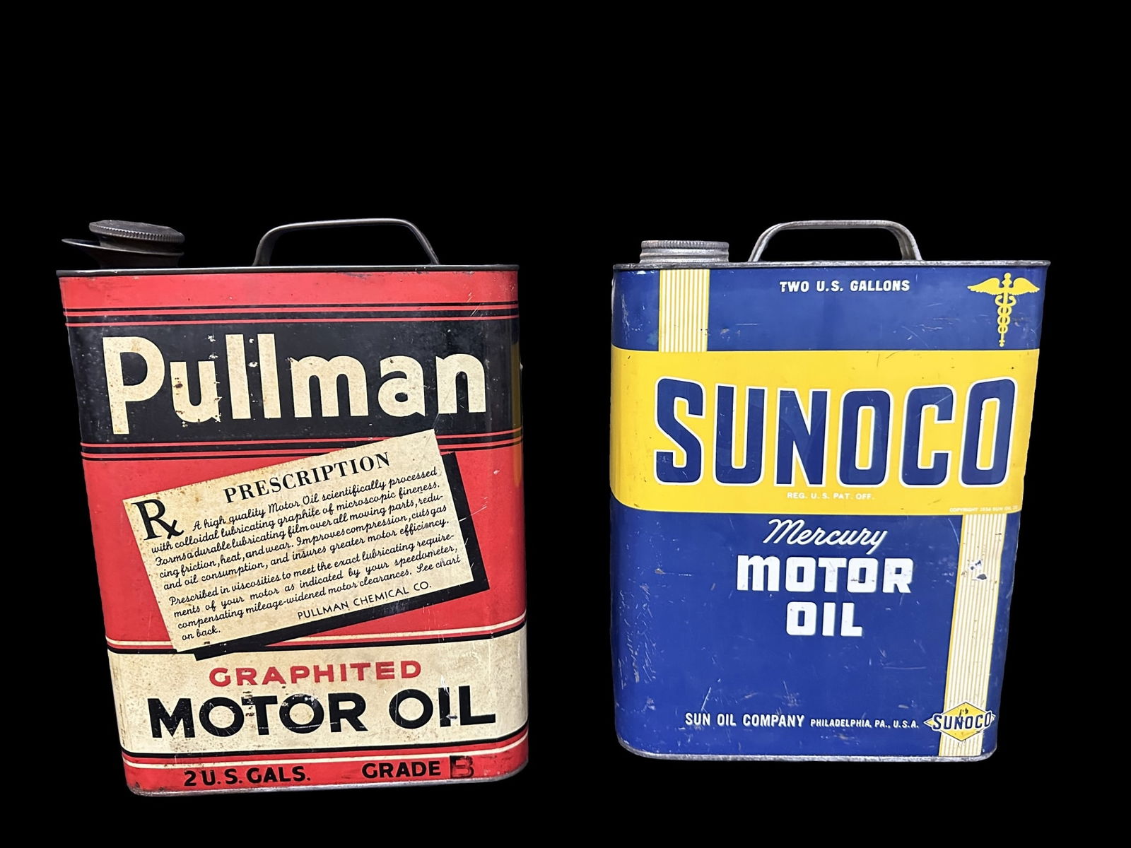Sunoco mercury motor oil can Pullman Graphited motor oil can (1 of 3)