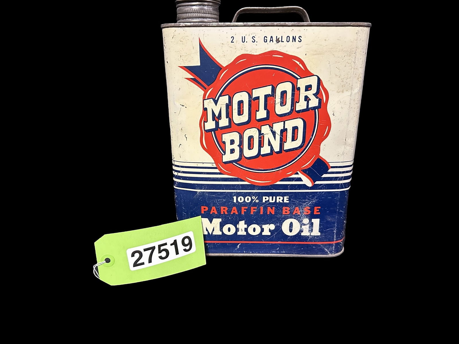 Unusual Motor bond 2 gallon Paraffin base motor oil can (1 of 3)