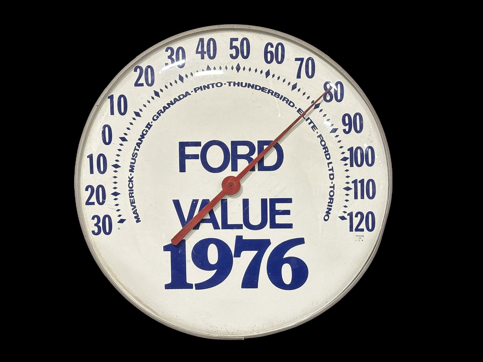 Ford Value 1976 Maverick Mustang Pinto Thunderbird thermometer: Working condition, within 2-3 degree?s of actual temperature. PLEASE NOTE, THERE IS ONLY ONE WAY TO PAY FOR ONLINE ITEMS IN THIS AUCTION WHICH IS THROUGH LIVE AUCTIONEERS. THIS IS THE MOST SECURE METH