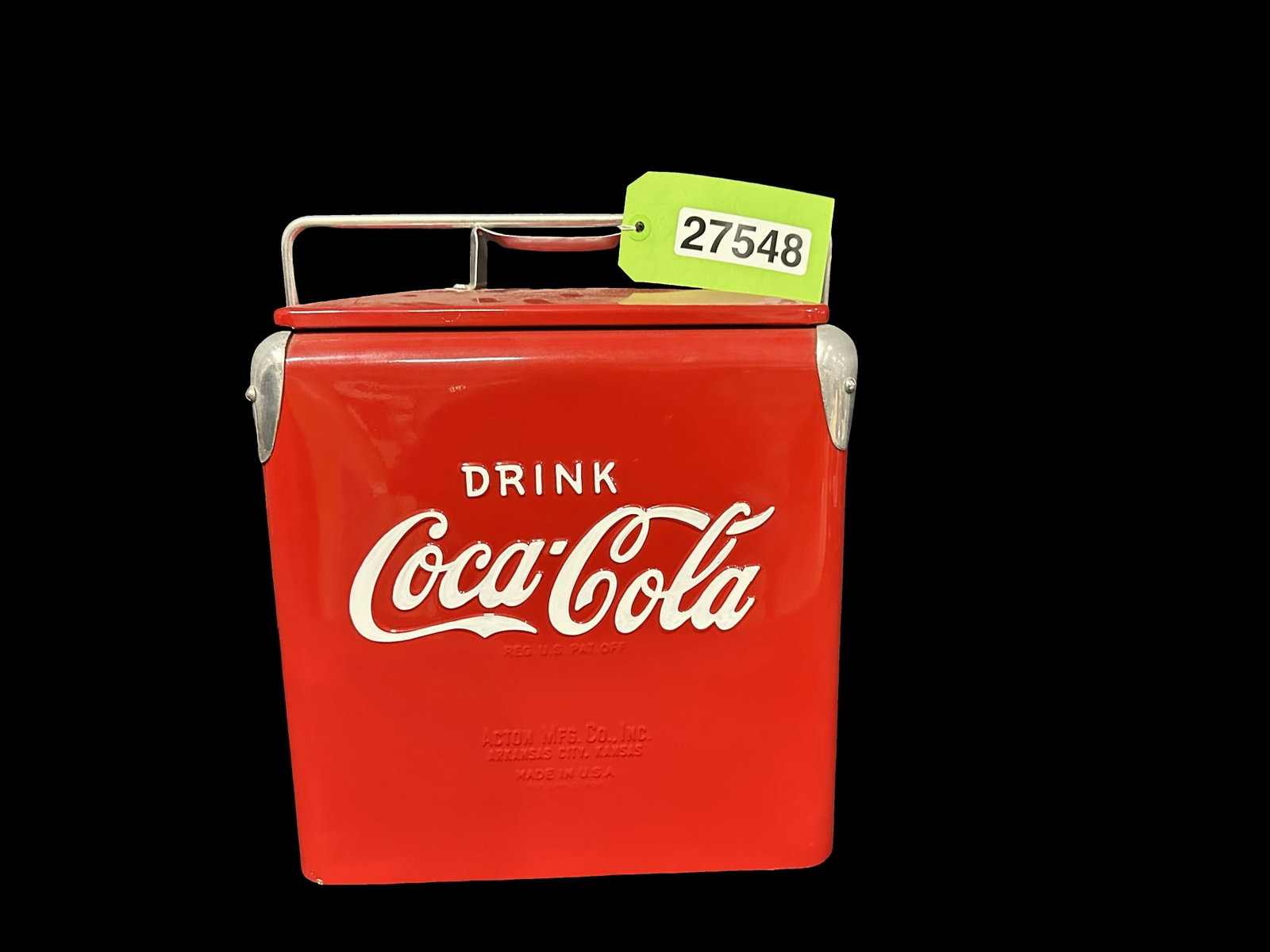 Action metal Coca Cola Coke drink cooler: Action metal Coca Cola Coke drink cooler. PLEASE NOTE, THERE IS ONLY ONE WAY TO PAY FOR ONLINE ITEMS IN THIS AUCTION WHICH IS THROUGH LIVE AUCTIONEERS. THIS IS THE MOST SECURE METHOD OF PAYMENT. MAKE 
