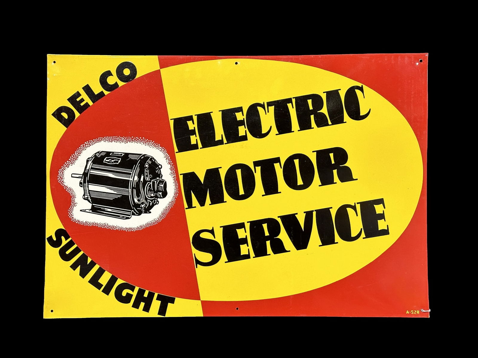 Delco electric motor service tin metal sign (1 of 2)