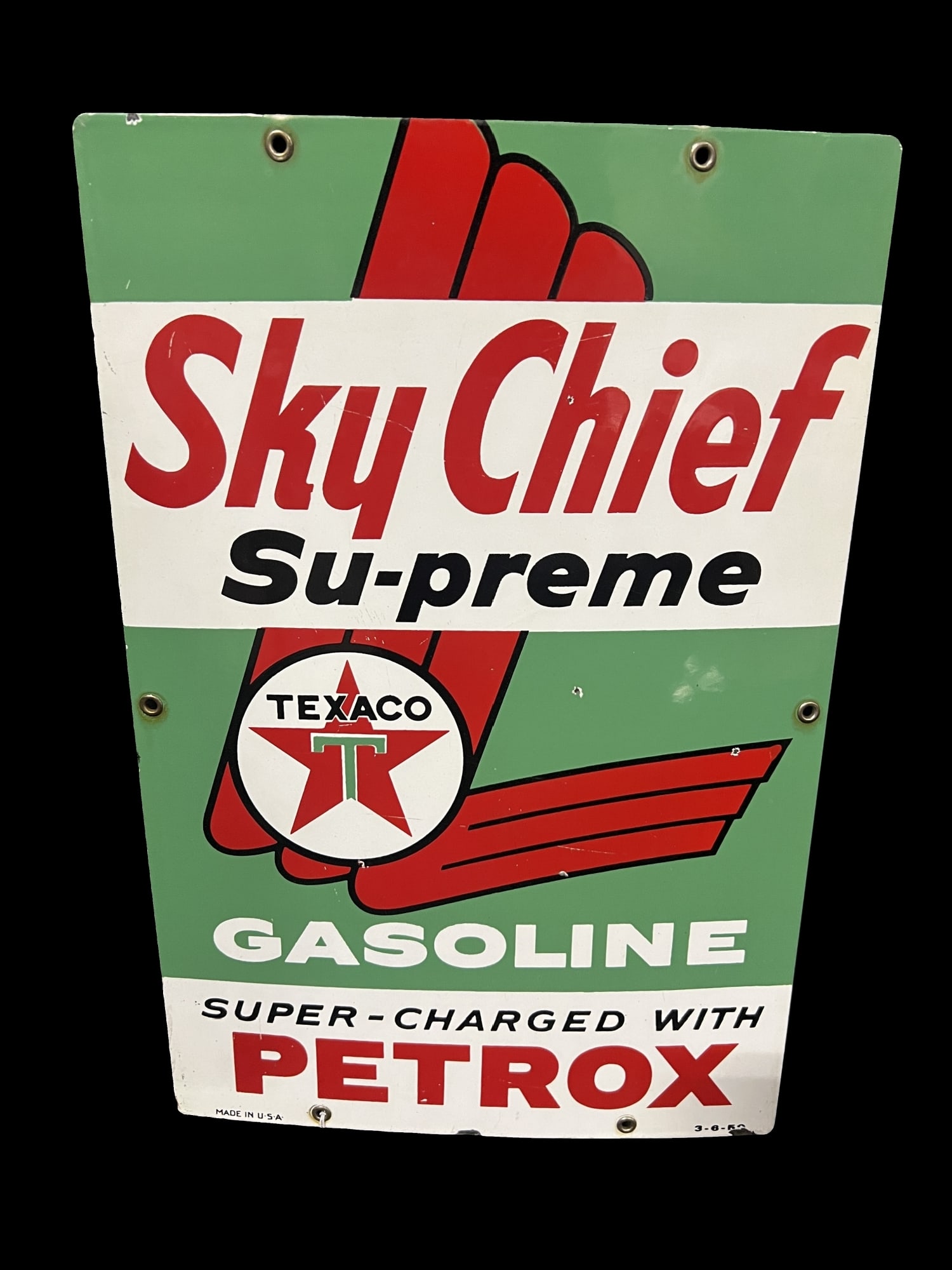 Texaco sky chief supreme gasoline pump plate Petrox (1 of 2)