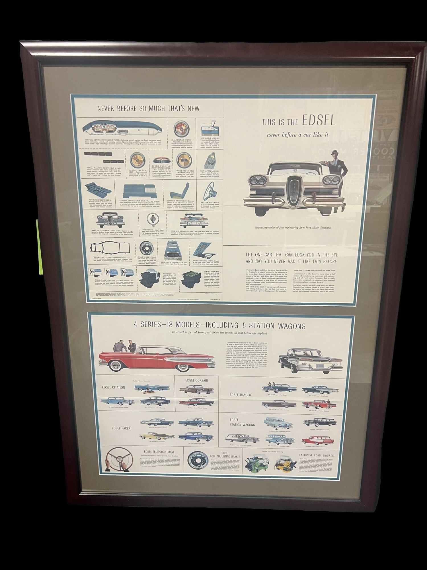 Framed 1957 Edsel dealer promo advertising poster (1 of 1)