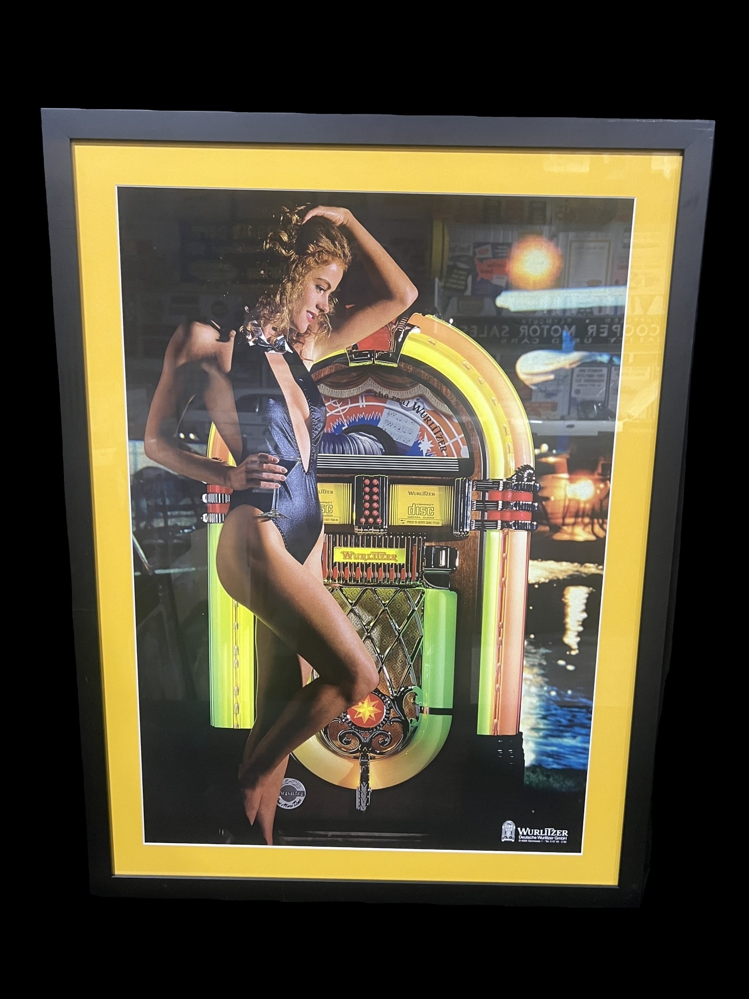 Framed Wurlitzer jukebox advertising poster (1 of 1)