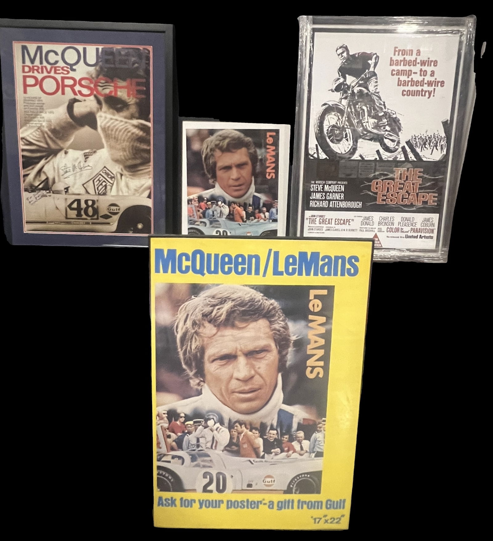 Steve Mcqueen drives Porsche autograph The Great Escape LeMans poster (1 of 12)