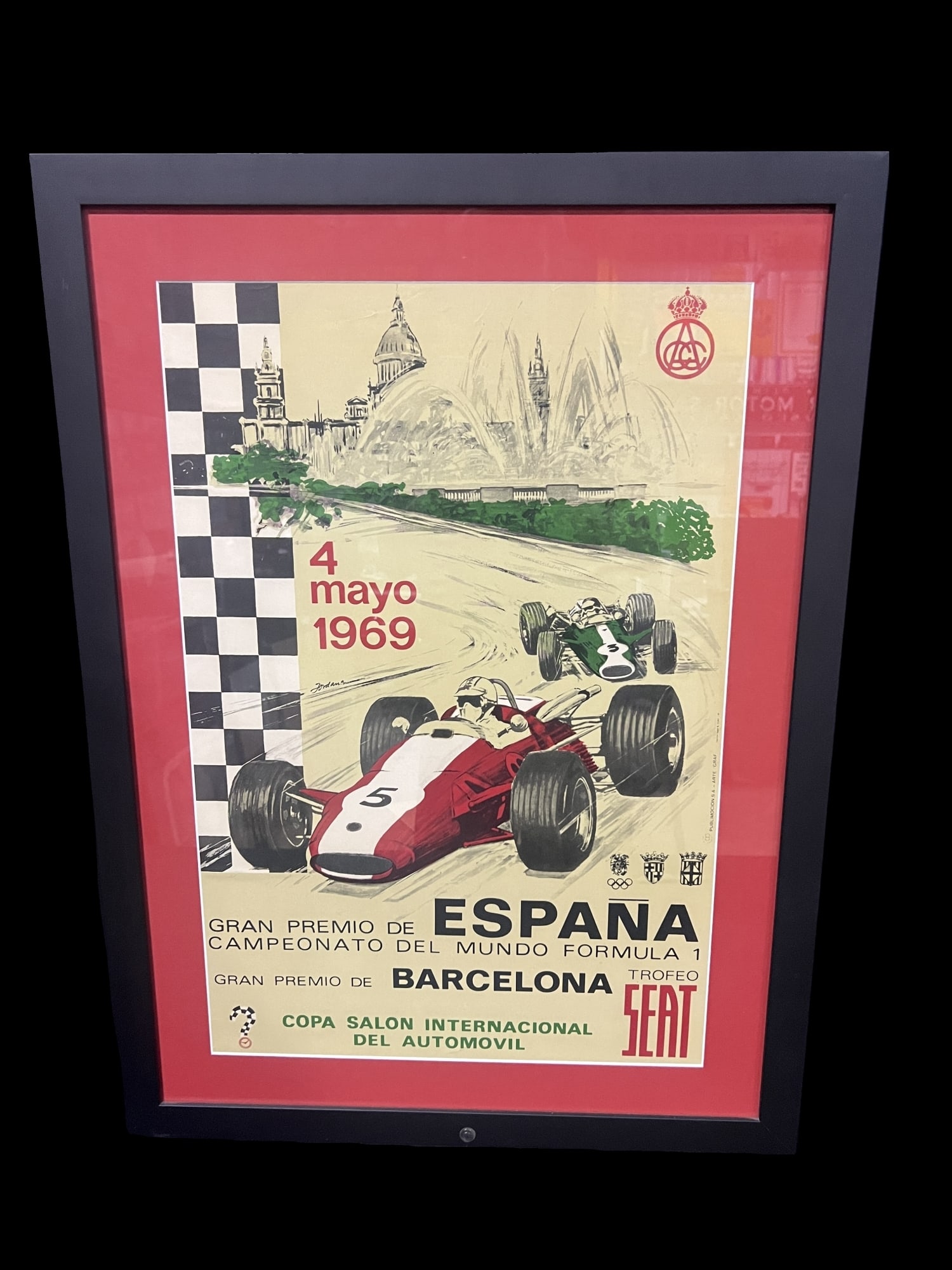 Framed 1969 Barcelona Espana formula 1 copa salon internacional racing poster (1 of 1)
