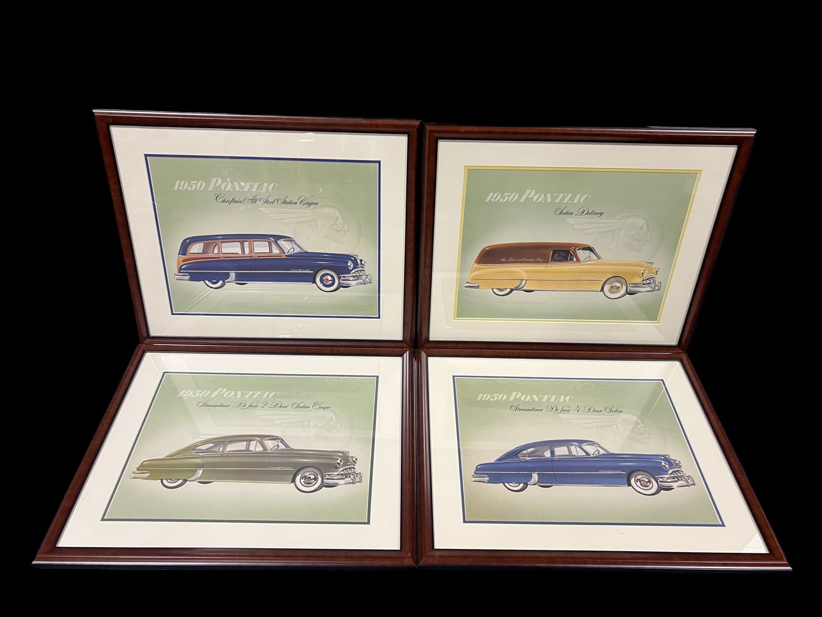 1950 Pontiac Streamliner Sedan Delivery Chieftain framed dealer advertising posters (1 of 3)
