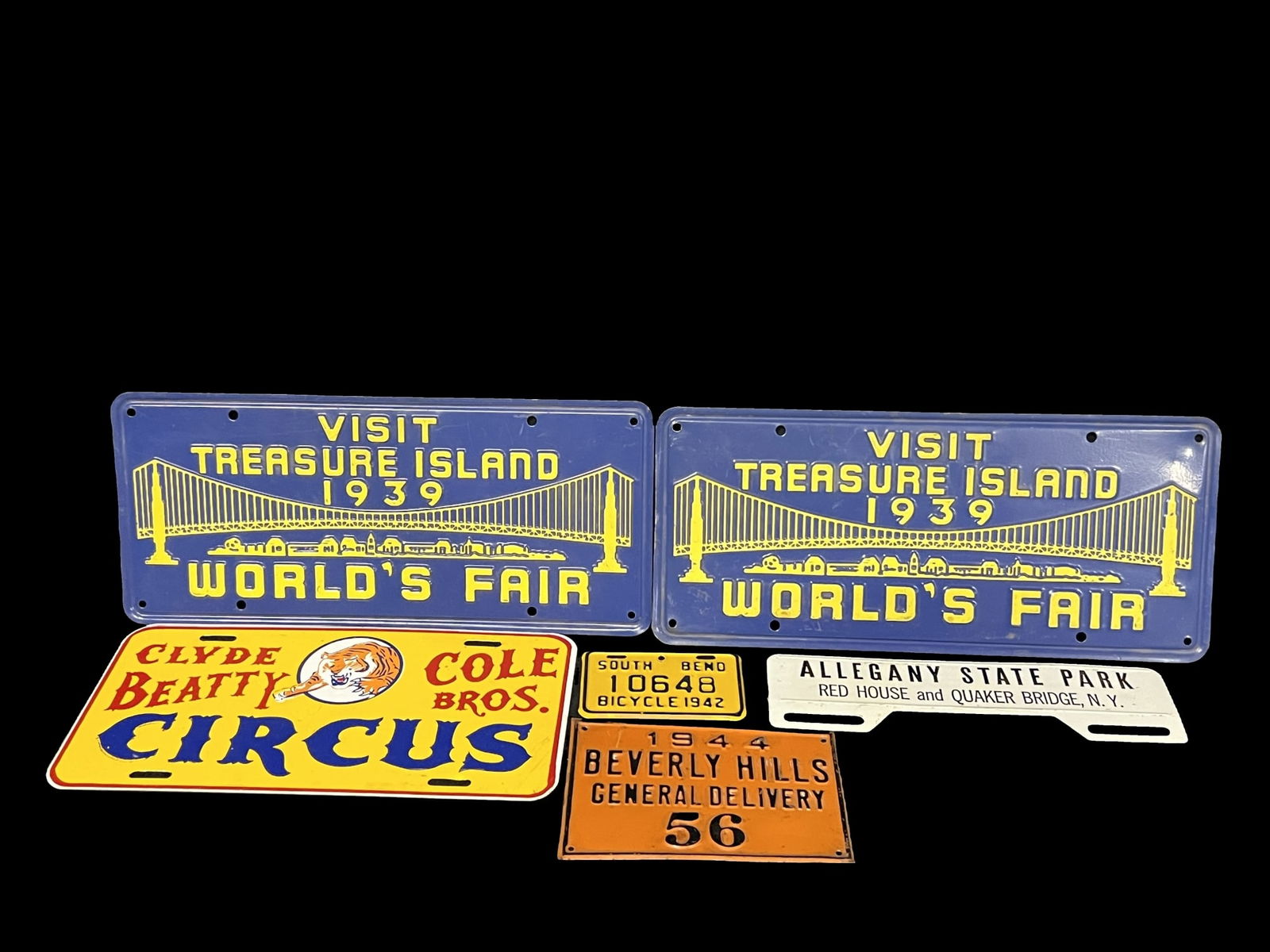 1944 Beverly Hills Delivery plate. South Bend 1942 bicycle plate 1939 Worlds fair (1 of 1)