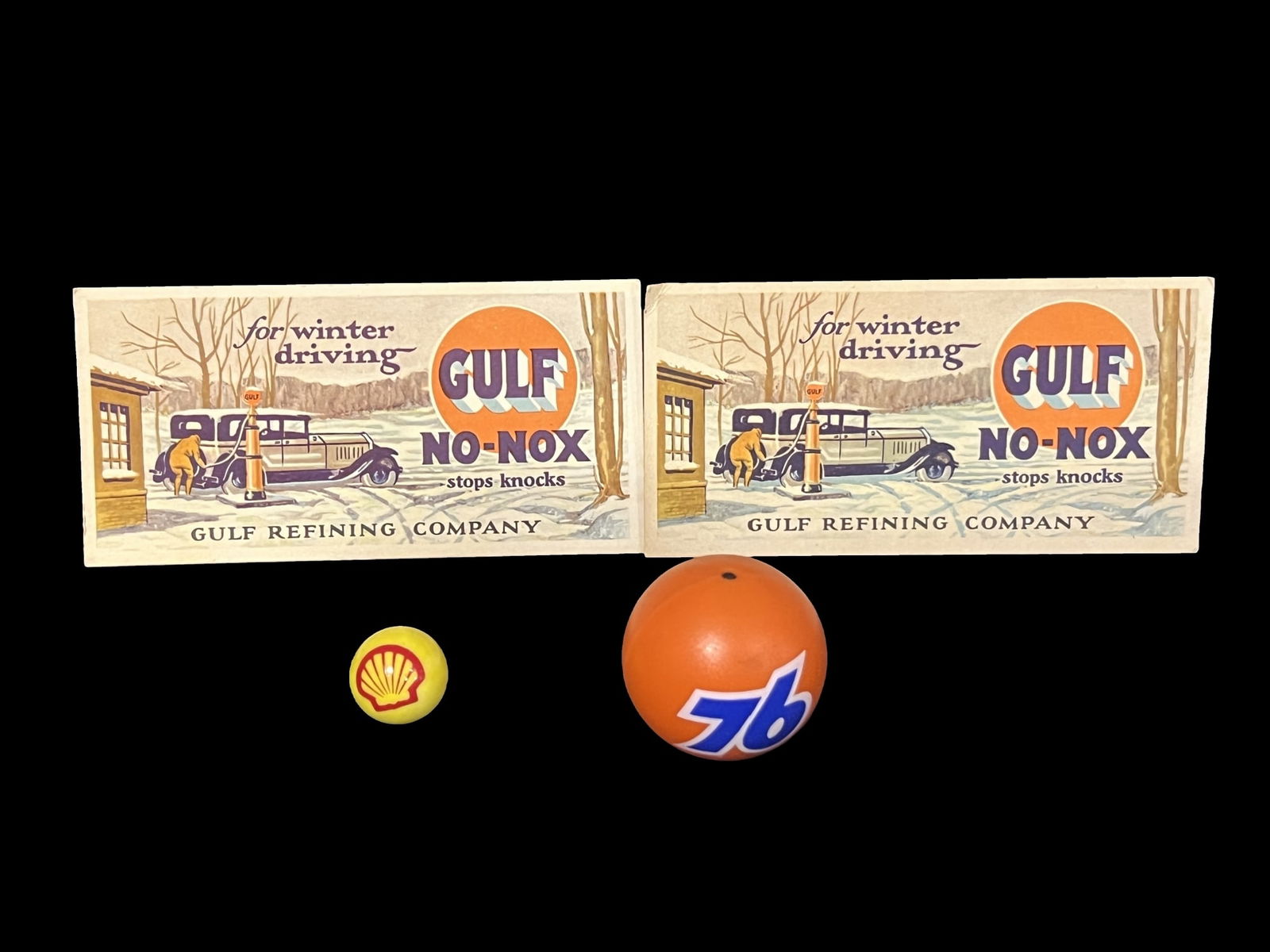 Gulf No-Nox paper cards Union 76 antenna ball shell marble (1 of 1)